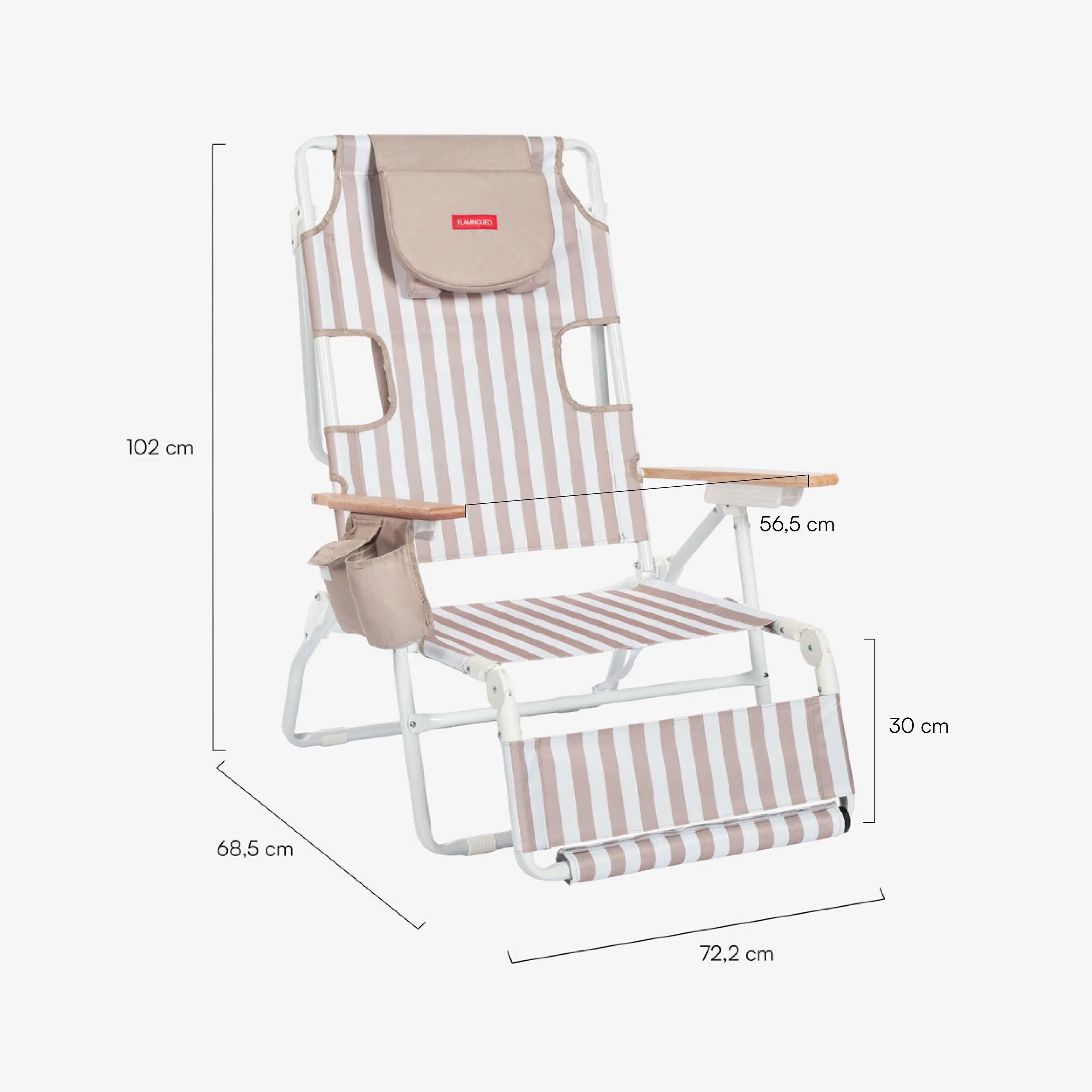 Flamingueo verstellbarer strandstuhl mit fußstütze aluminium beige 8/8