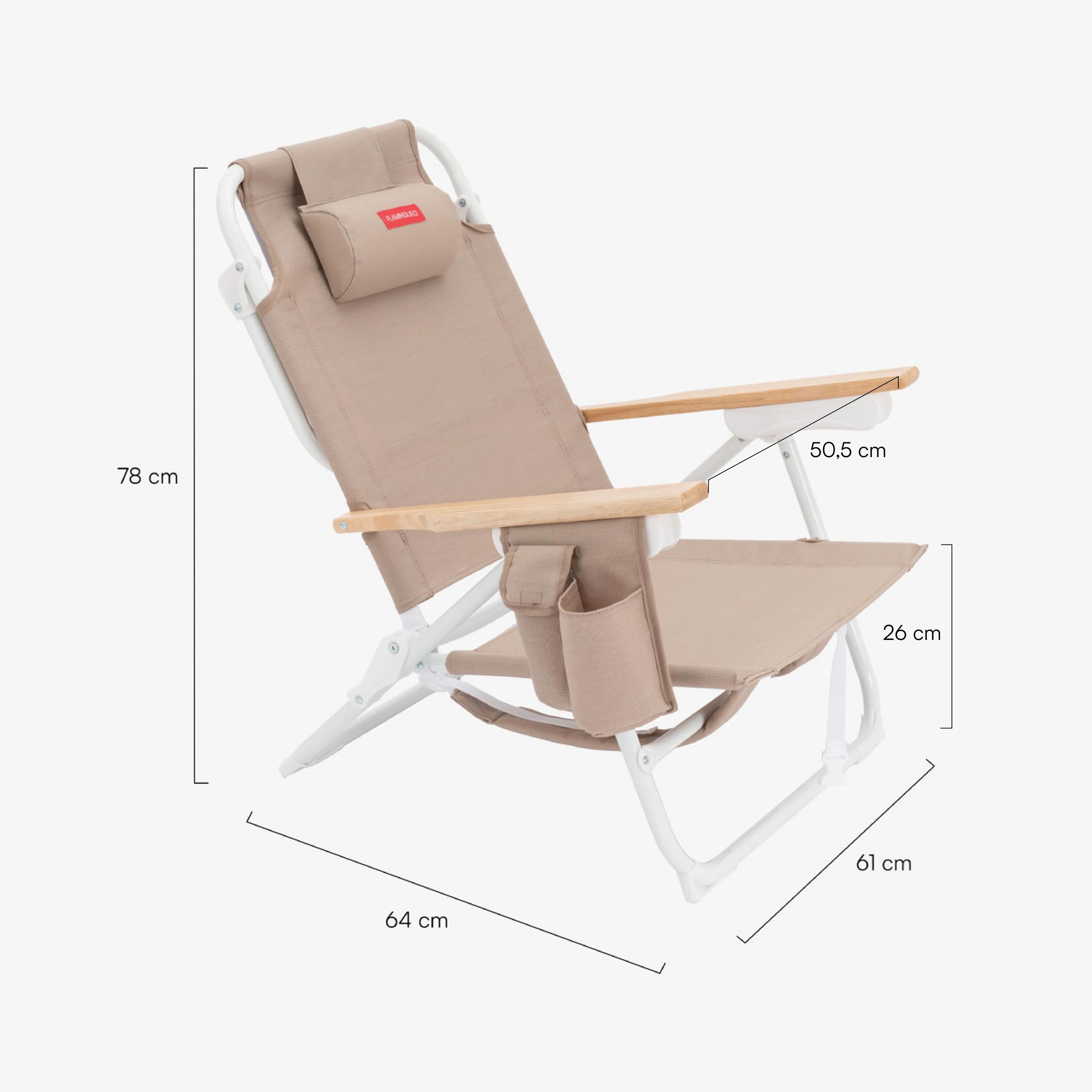 Flamingueo verstellbarer strandstuhl 5 positionen aluminium beige 8/8