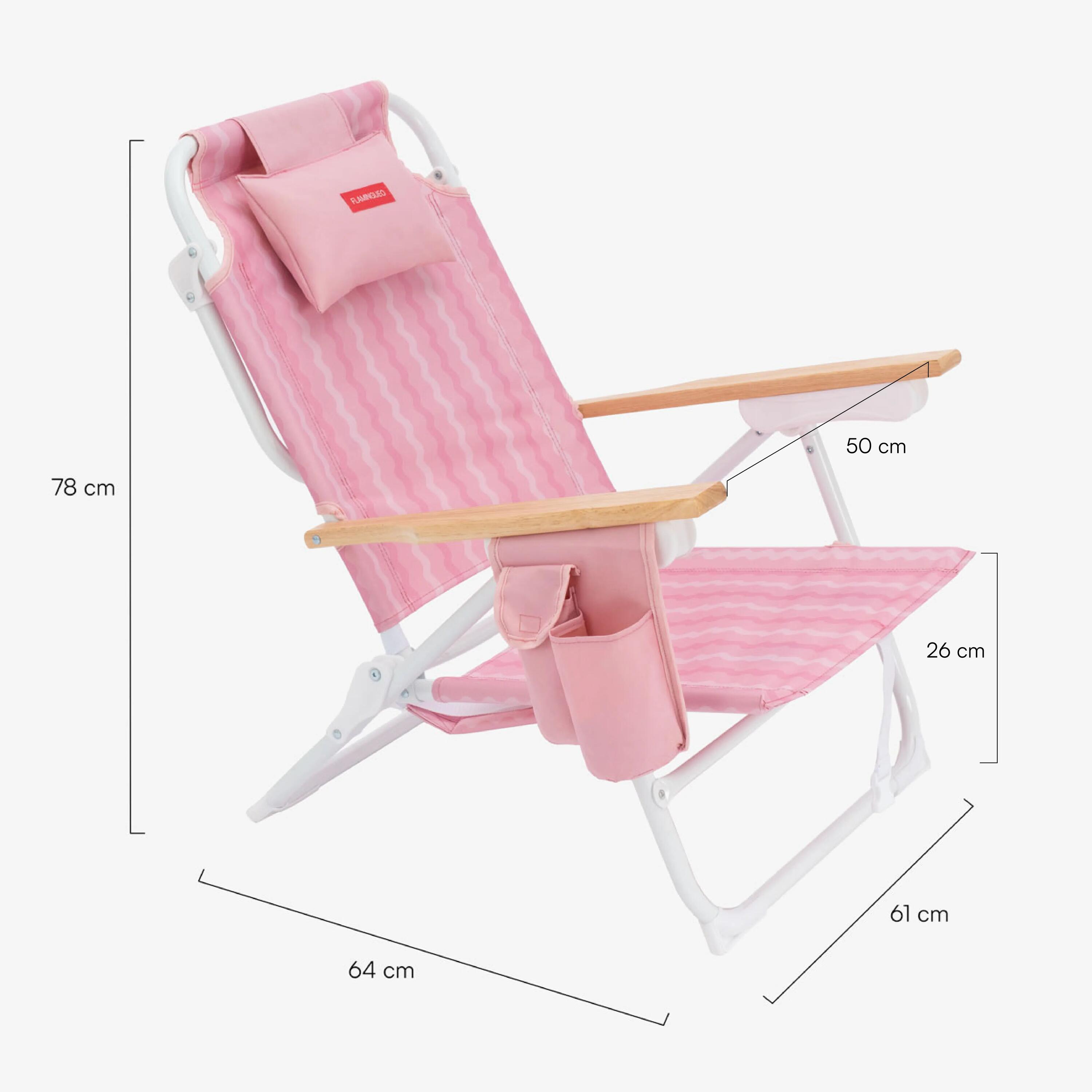 Flamingueo sedia spiaggia reclinabile 5 posizioni alluminio rosa 8/8