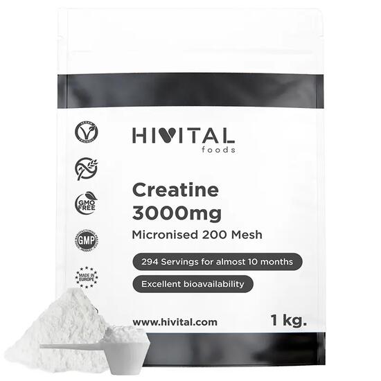 Créatine 3000 mg | 1 kg de poudre végétalienne