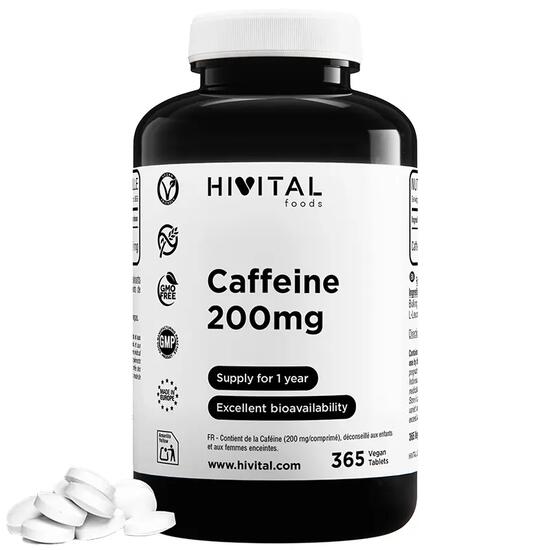 Koffein Wasserfreies 200 mg | 365 vegane Tabletten