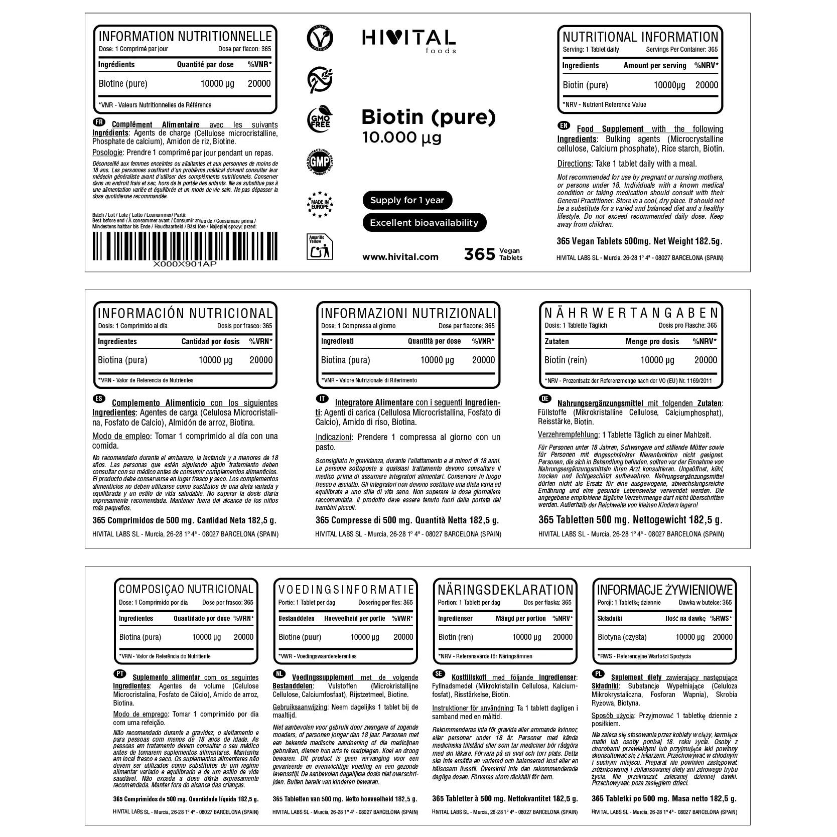 Biotine 10.000 mcg | 365 veganistische tabletten 2/2
