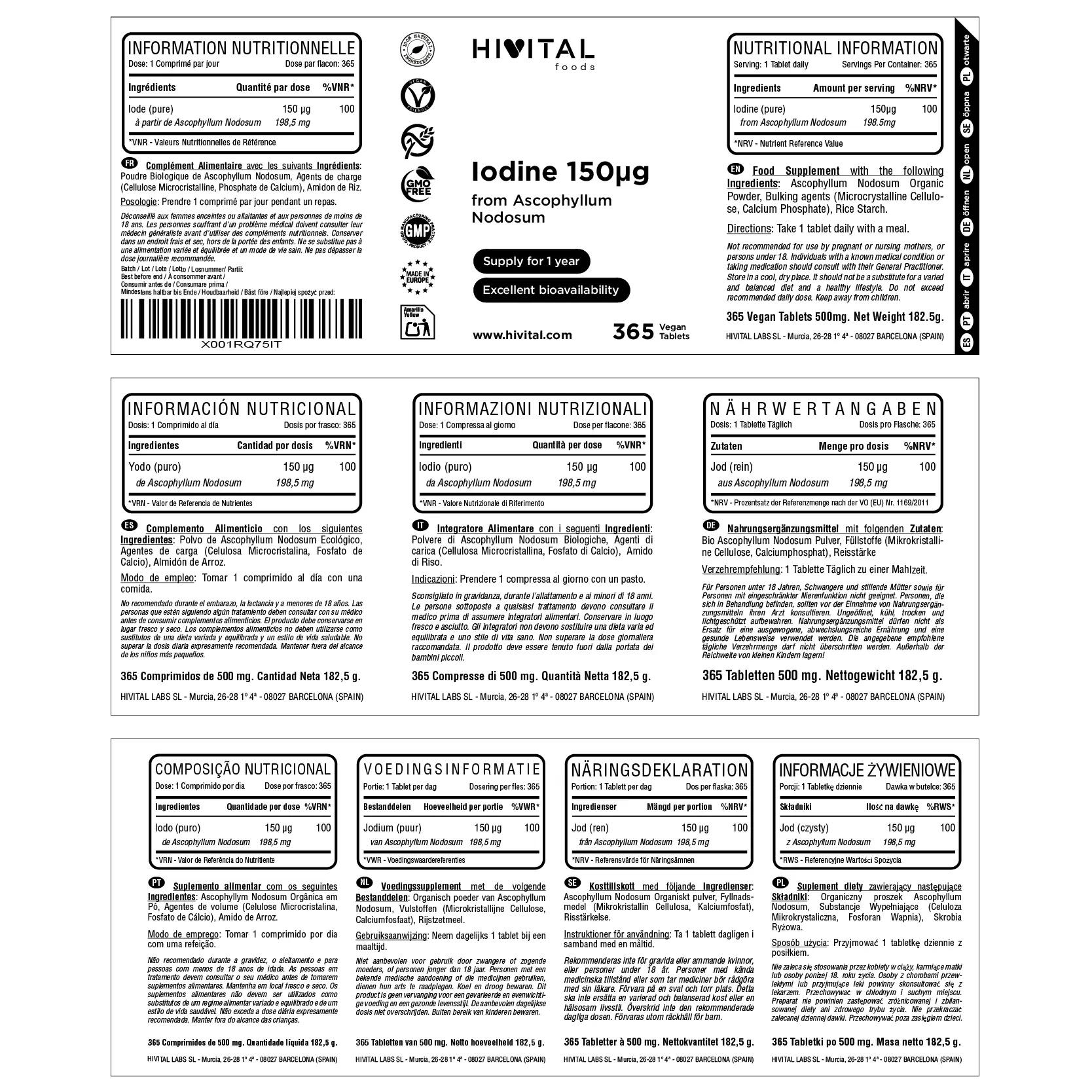 Iodo 150 mcg | 365 comprimidos veganos 2/2
