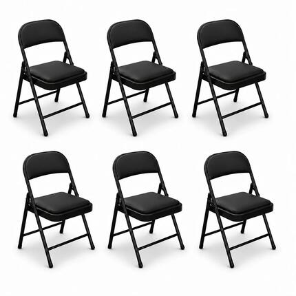 Pack de 6 chaises pliantes rembourrées en acier noir