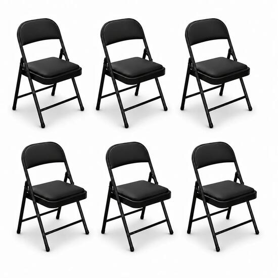 Pack de 6 chaises pliantes rembourrées en acier noir
