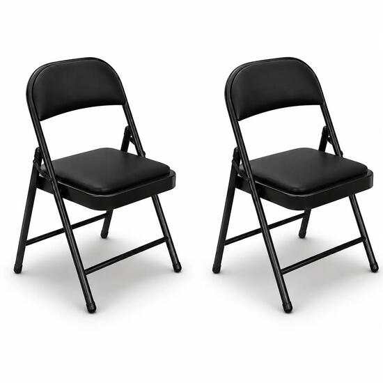 Chaise pliante rembourrée en acier noir