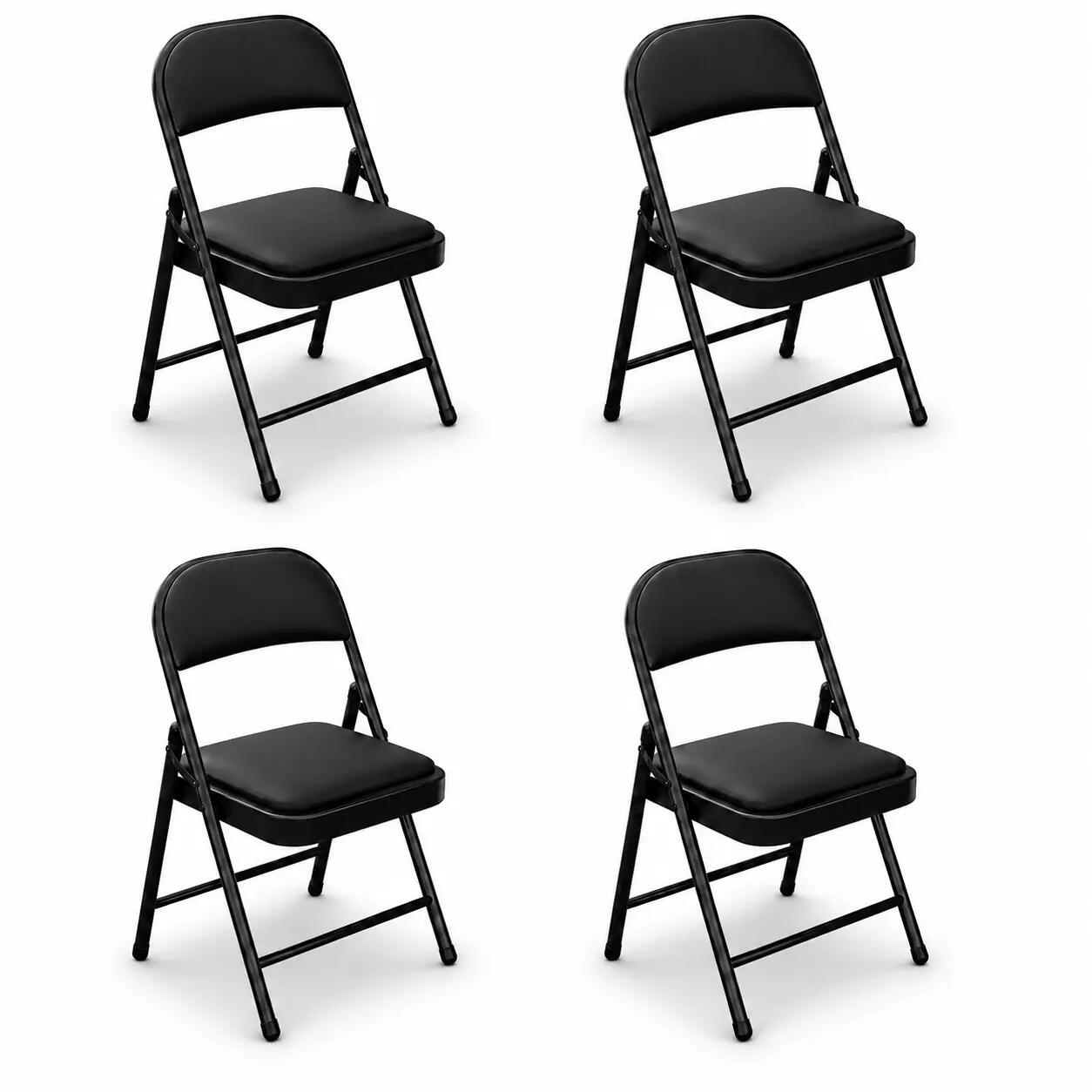 Pack 4 Sillas Plegables Acolchada De Acero Negro 1/7
