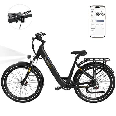 Elektrische fiets e-bike, volwassenen rcb-g6, 27,5 inch, koppelsensor, app & nfc