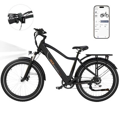 Elektrische fiets e-bike, volwassenen rcb-g5, 27,5 inch, koppelsensor, app & nfc