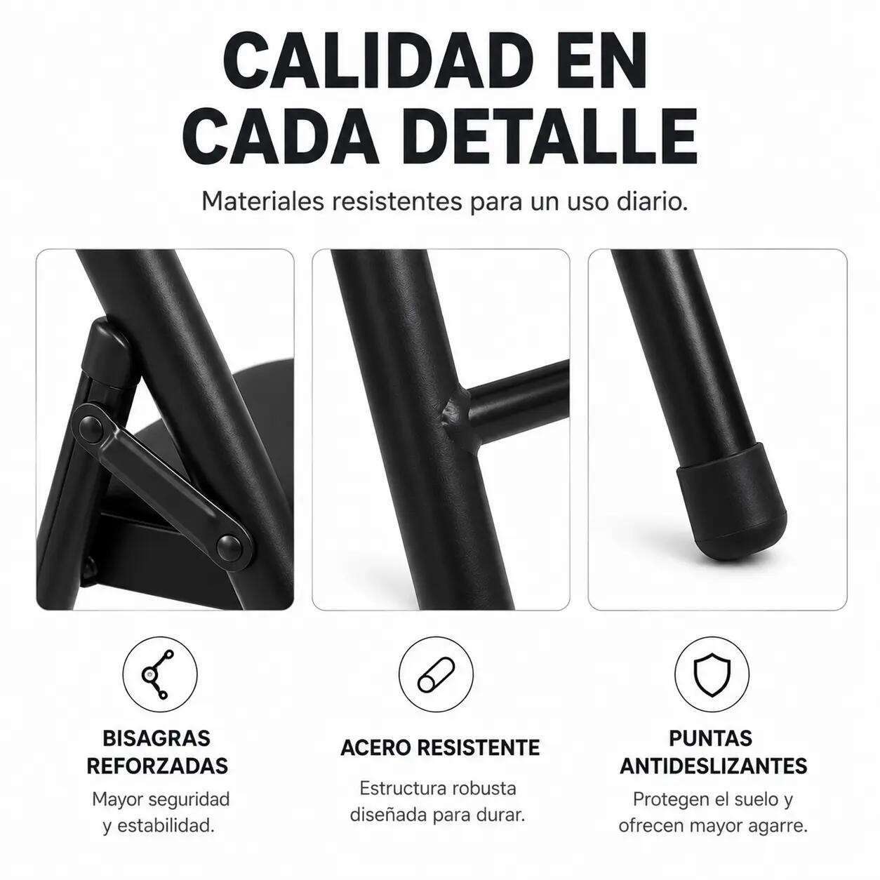 Pack 4 Sillas Plegables Acolchada De Acero Negro 5/7