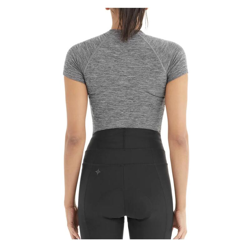 Tricou ciclism maneca scurta pentru femei Seamless Base Layer SS - gri melanj