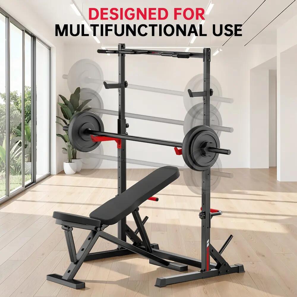 Krachttraining Half Rack Optrekstang Veiligheidsarmen 300kg 5/7