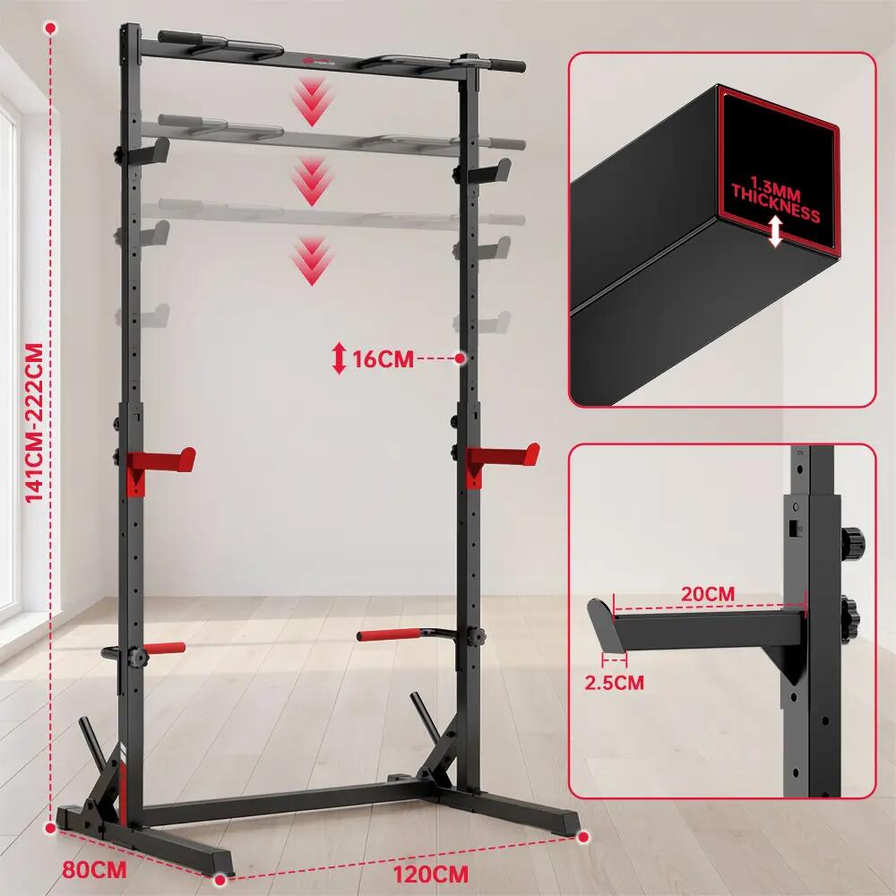 Krachttraining Half Rack Optrekstang Veiligheidsarmen 300kg 4/7