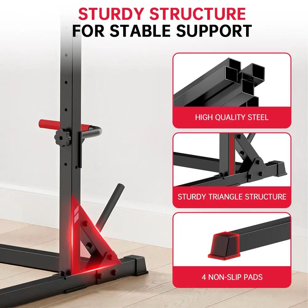 Krachttraining Half Rack Optrekstang Veiligheidsarmen 300kg 3/7