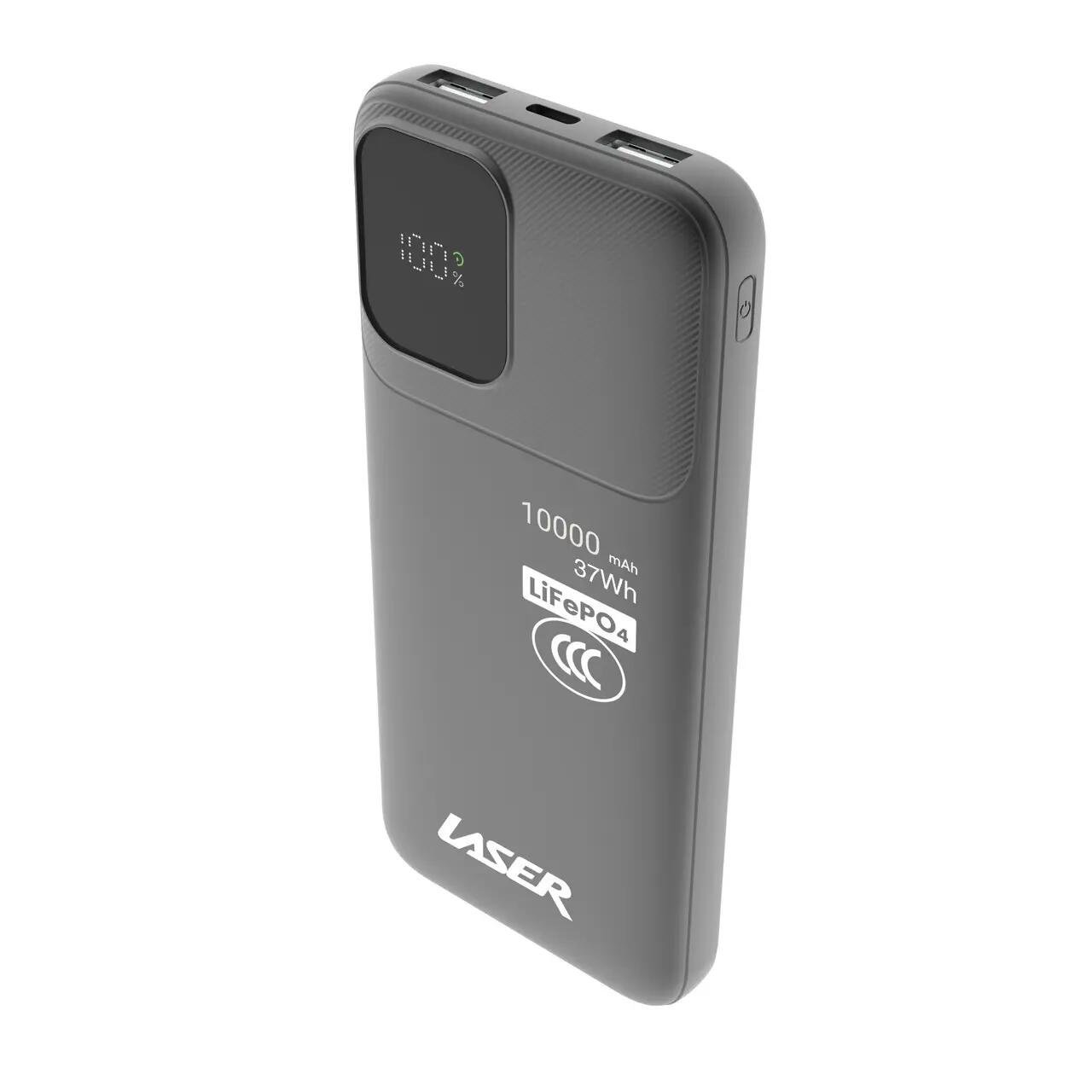 Laser 10000mAh CCC Power Bank with LED Display (Black)