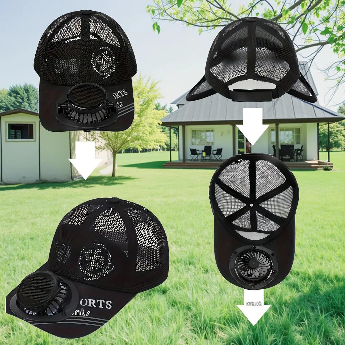 Solar Fan Baseball Cap Cooling Hat with USB Rechargeable