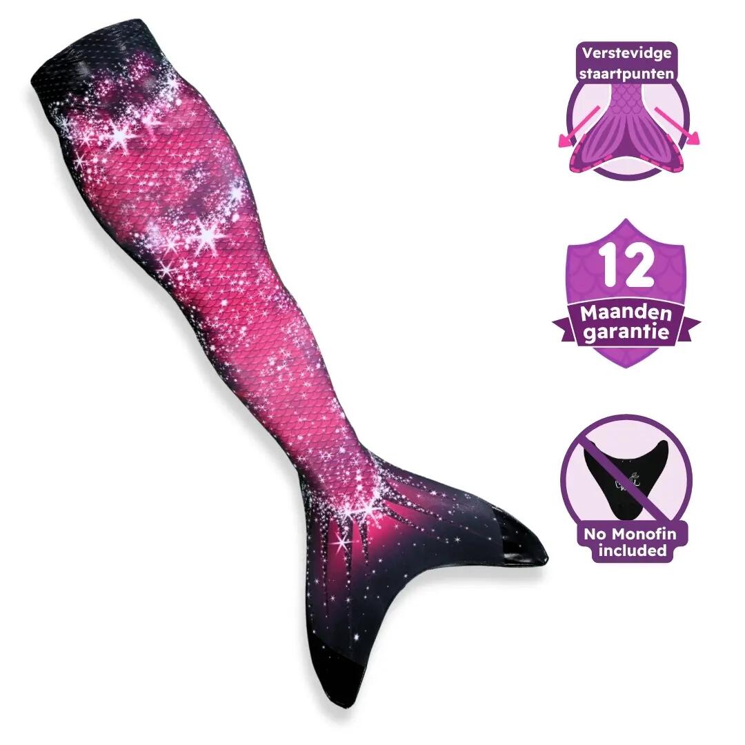 Losse Zeemeerminstaart zwemkleding Pink passion - Zwart/Roze 1/7
