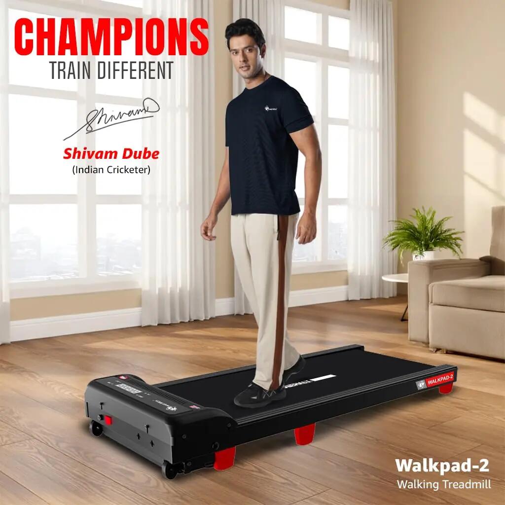 Powermax Fitness Walkpad-2 Under-Desk Treadmill for Home Use, 4.0 HP Motor, 2% Manual Incline, 130kg Weight Capacity -  2