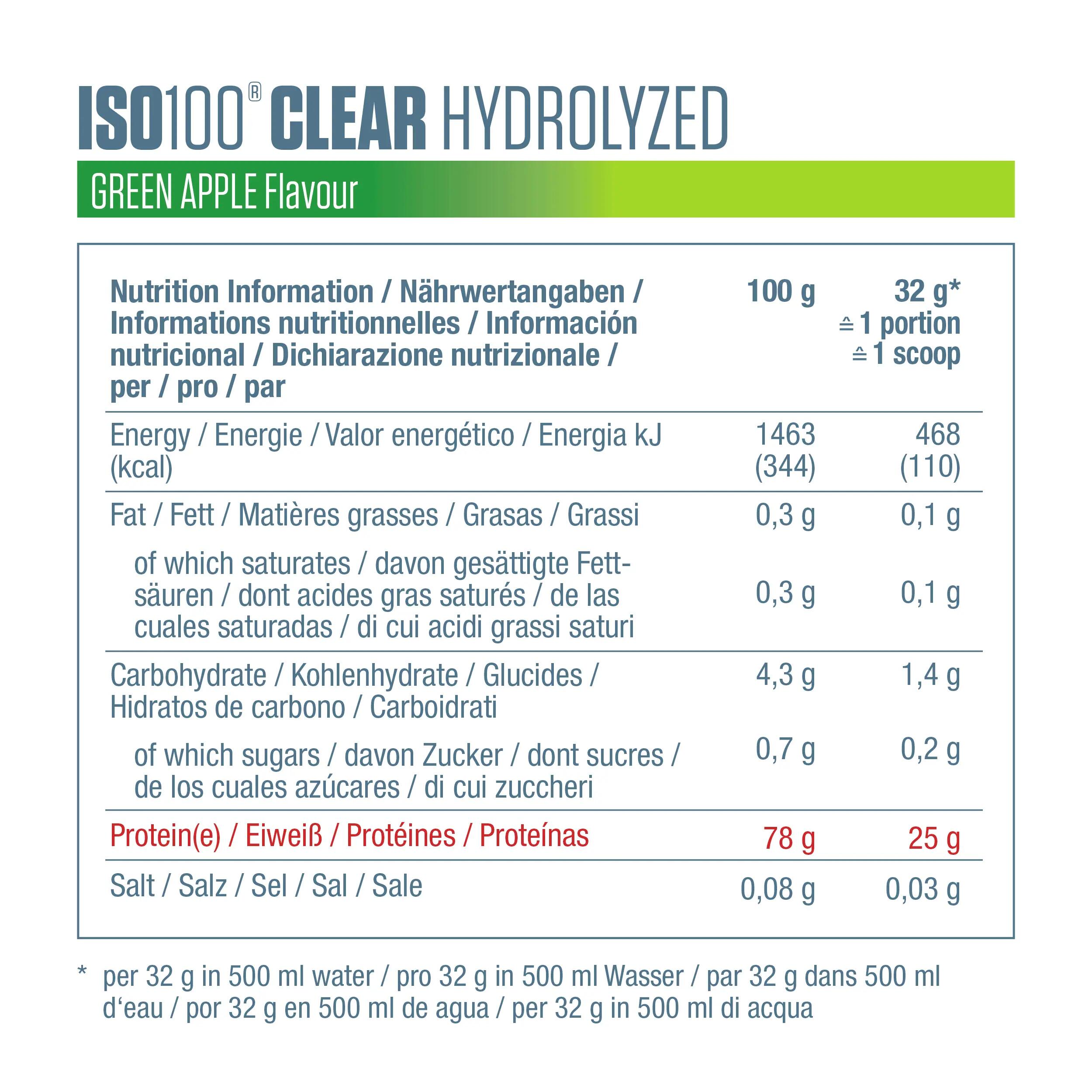 ISO 100 Hydrolized Clear Green Apple 512g Whey Protein Pulver 5/6