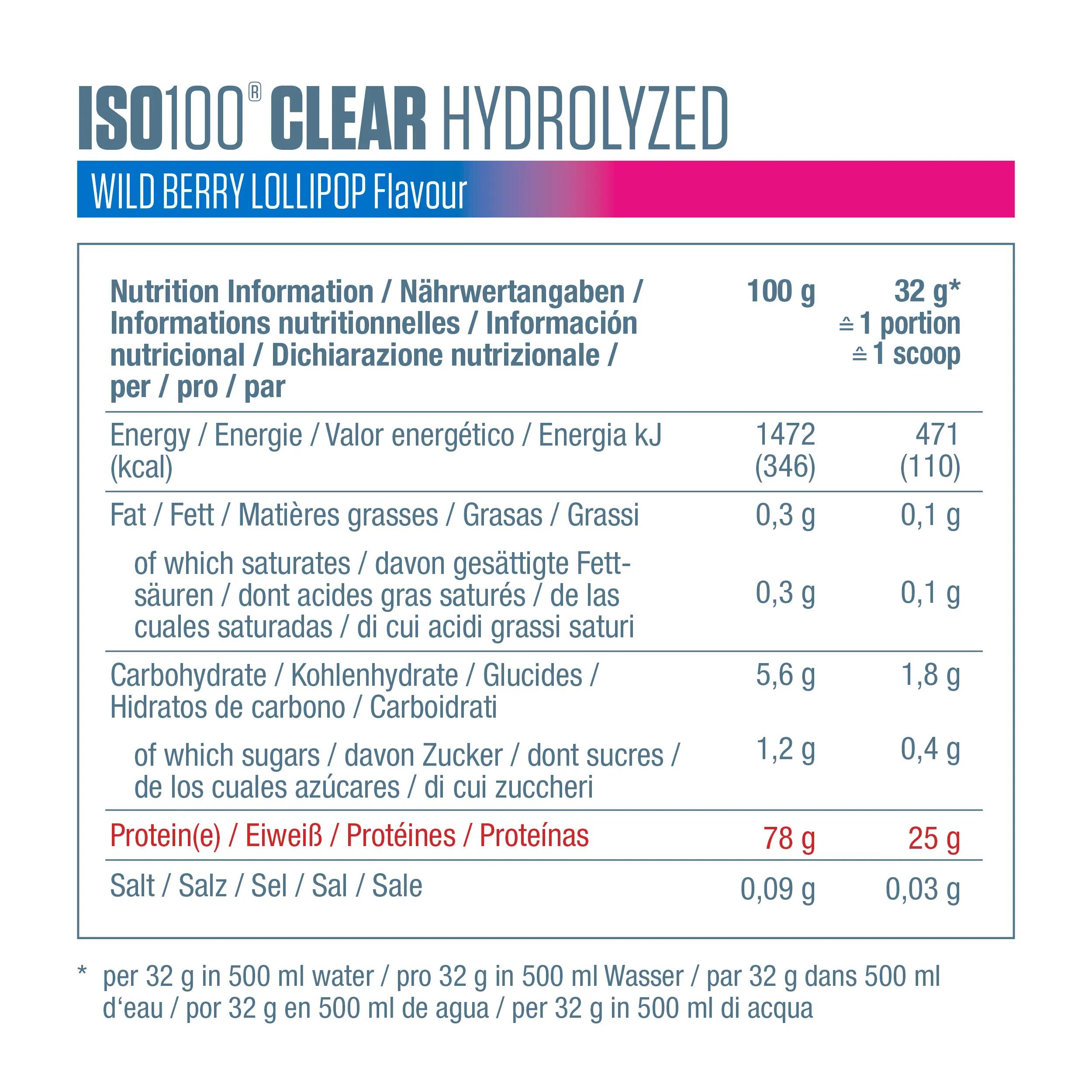 2er-Set ISO 100 Hydrolyzed Clear Whey Protein Peach Ice Tea & Lollipop 5/6