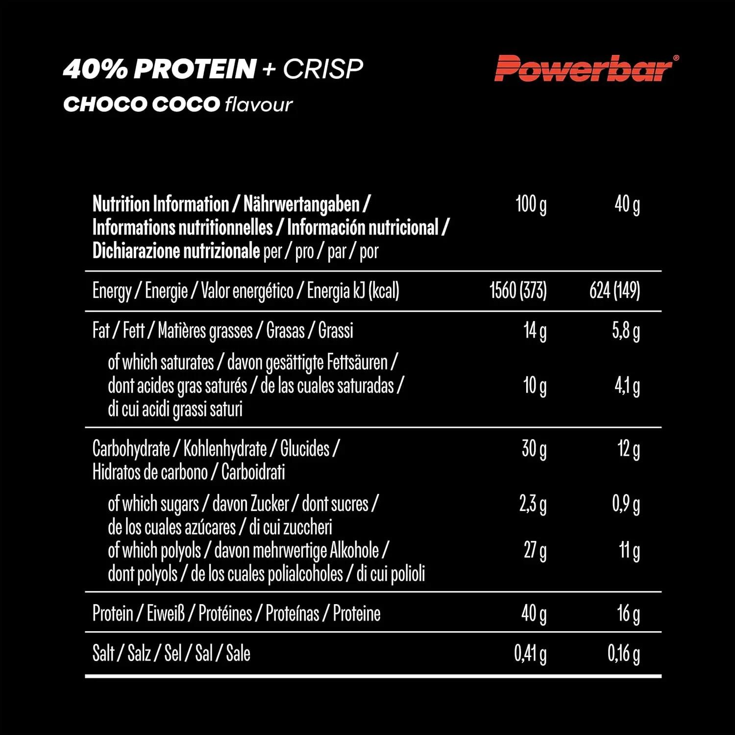 High Protein Riegel Choco Coco 40% Protein + Crisp 12x 40 g zuckerarm 5/7