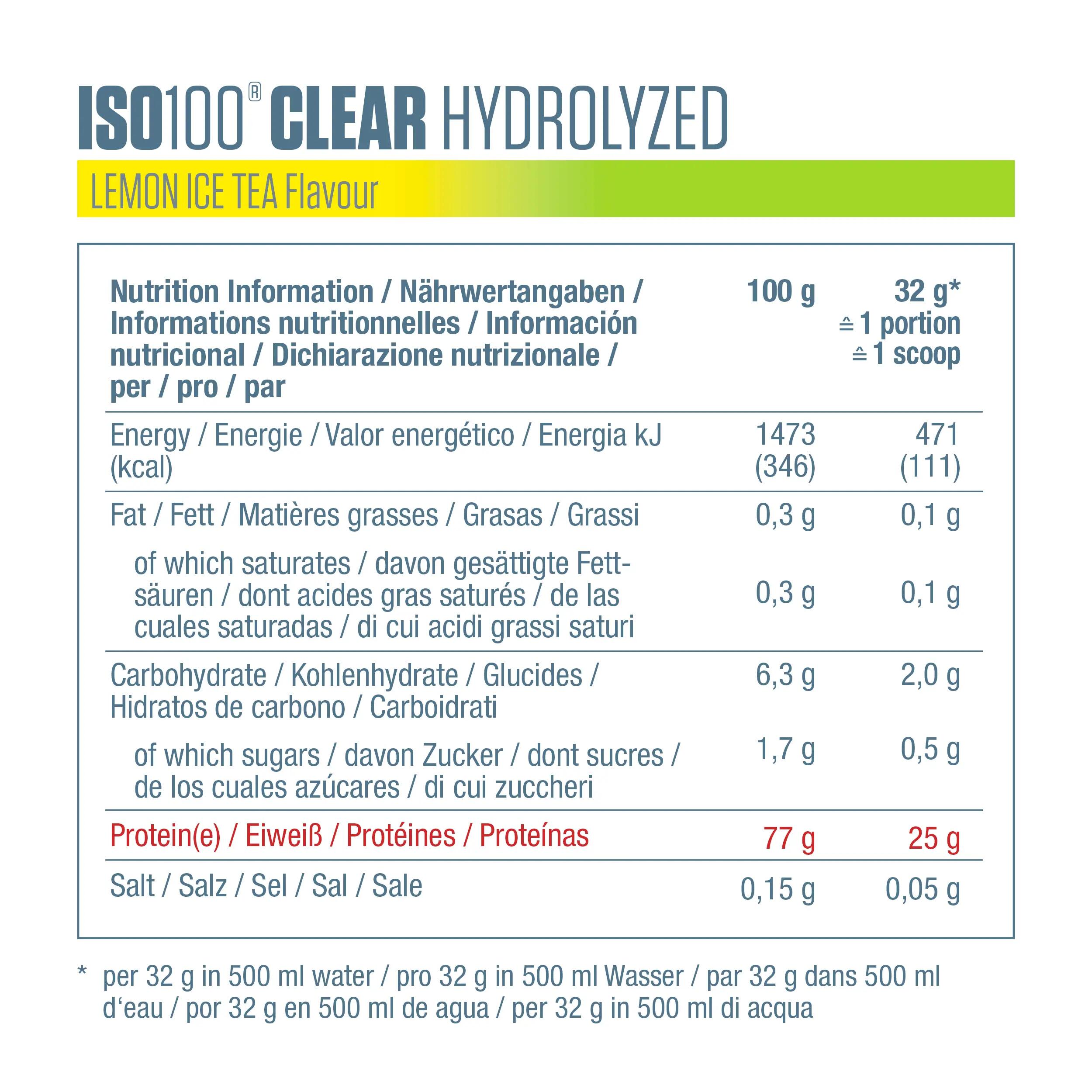 2er-Pack ISO 100 Hydrolyzed Clear Whey Protein Ice Tea Lemon & Peach 4/6