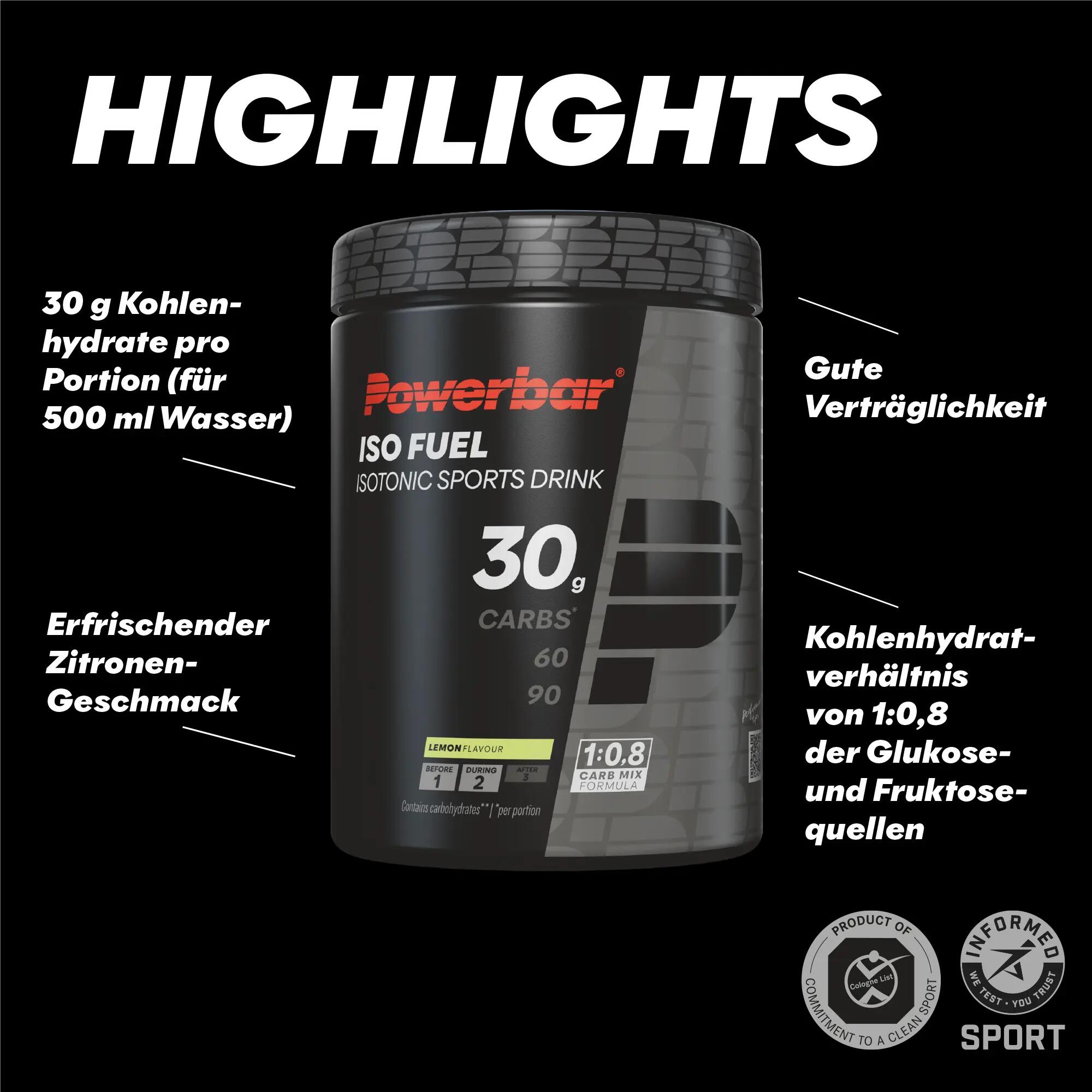 Iso Fuel Bevanda isotonica per lo sport 30 Lemon 608g Powebar 3/7