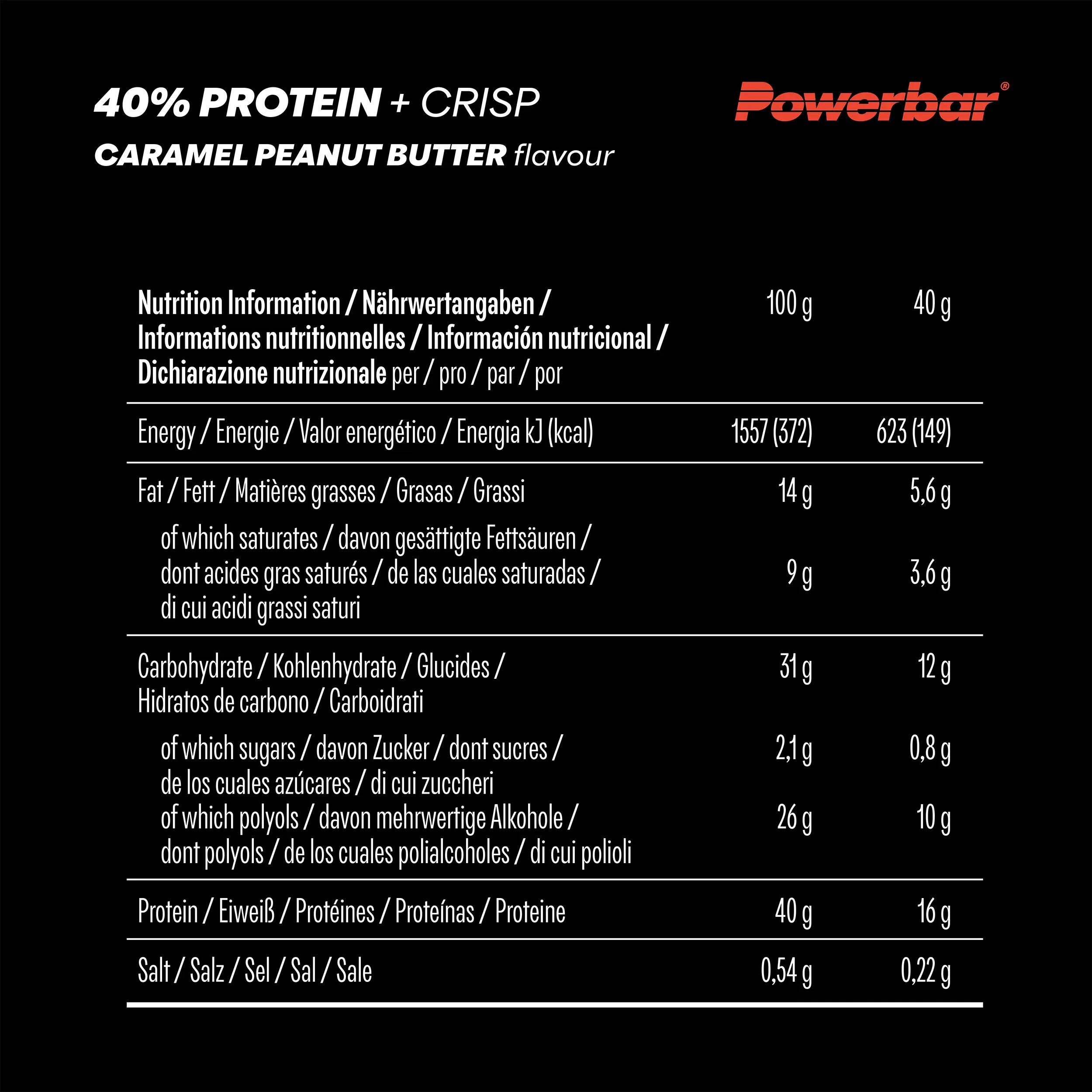 High Protein Riegel Caramel Peanut Butter 40% Protein + Crisp 12x 40 g 5/7