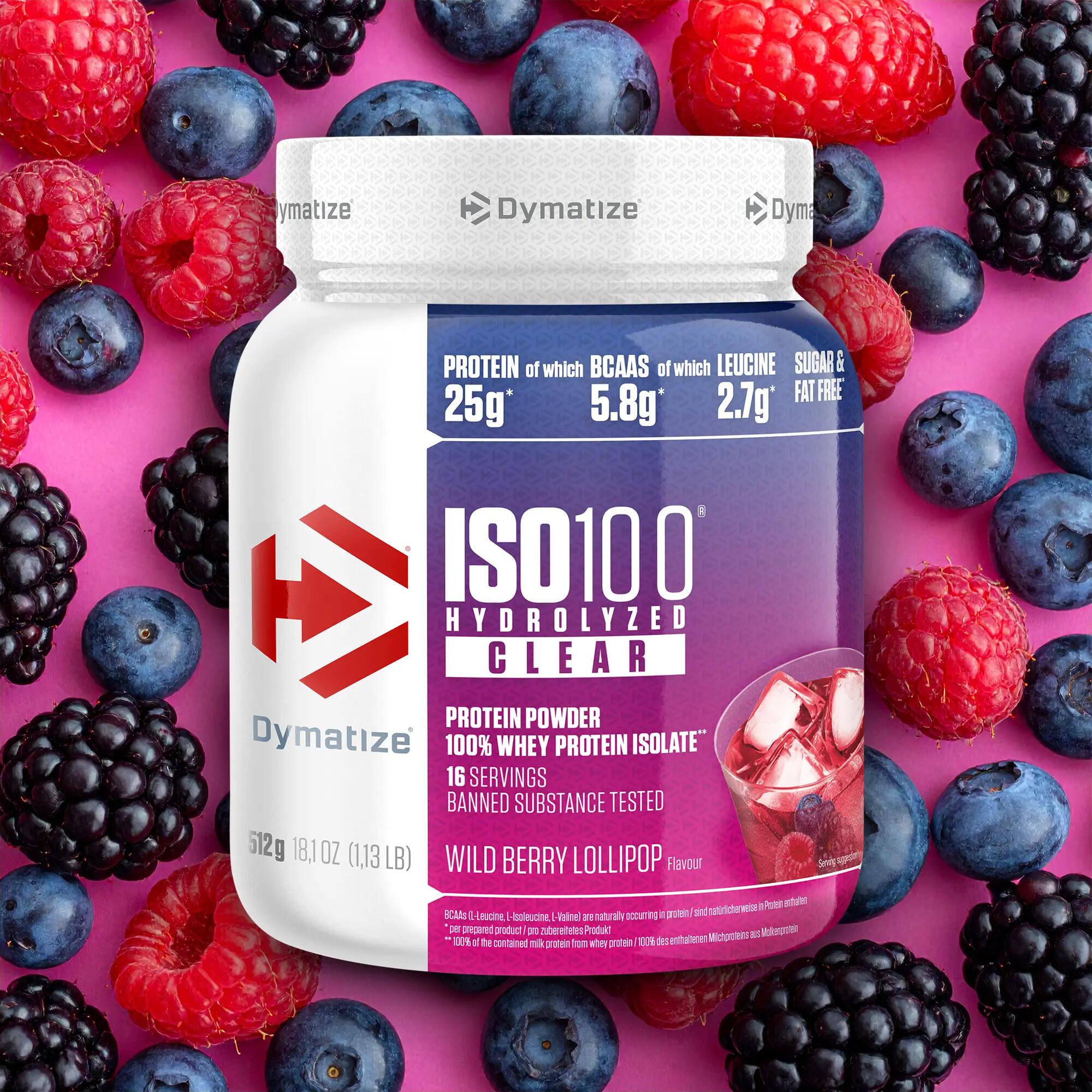 ISO 100 Hydrolized Clear Wild Berry Lollipop 512g Whey Protein Pulver 4/6