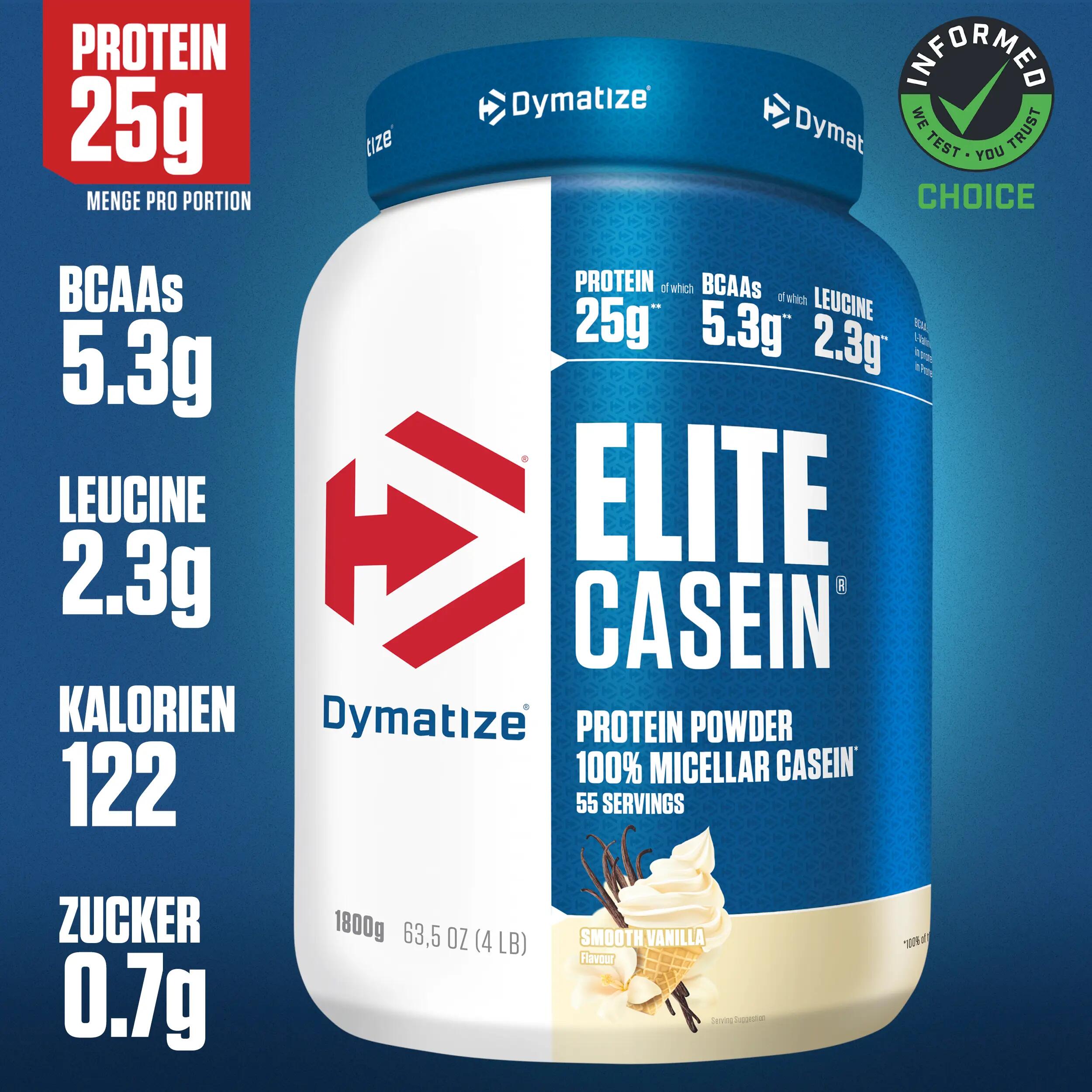 Elite Casein Protein Pulver Smooth Vanilla 1800g Casein Eiweißpulver 2/6