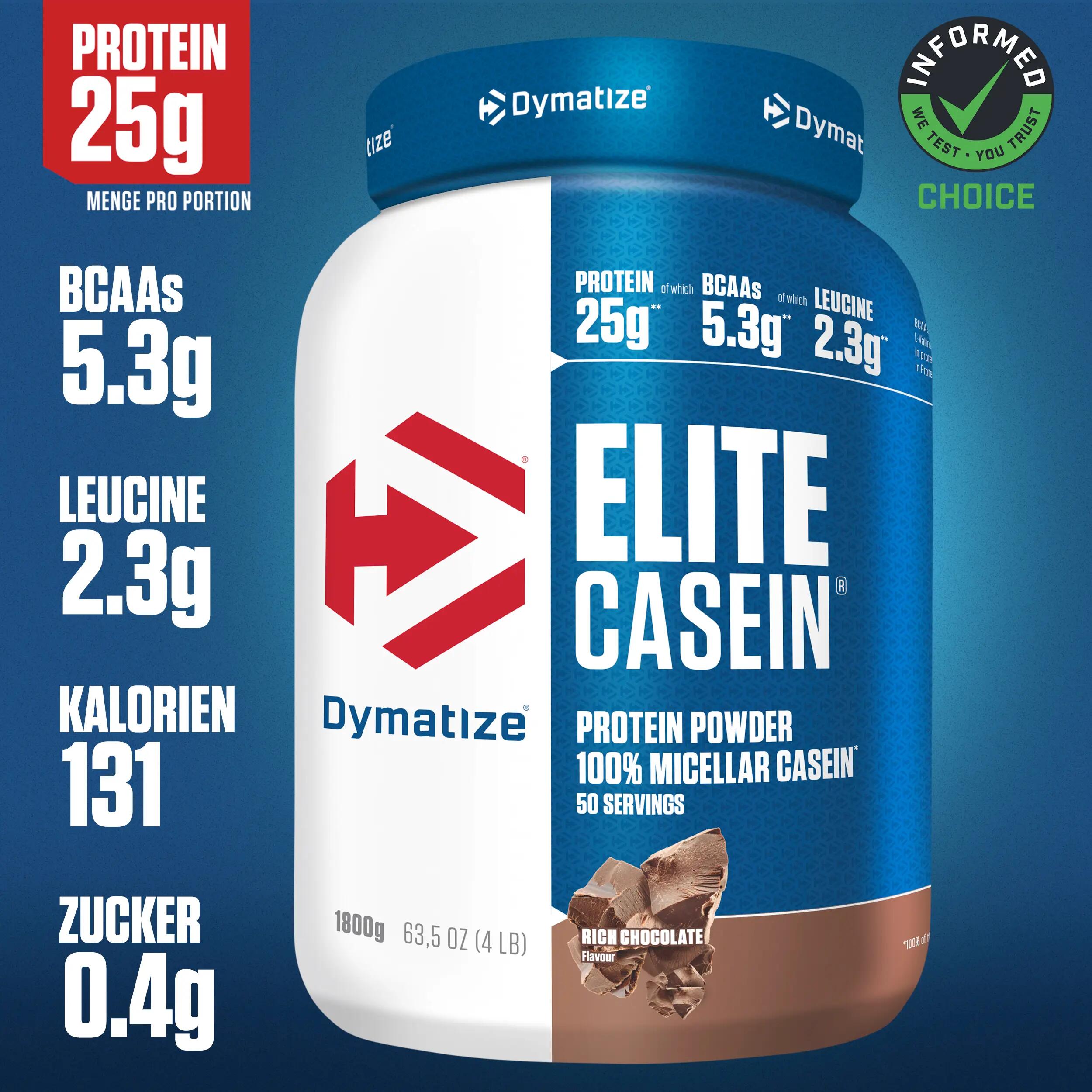 Elite Casein Protein Pulver Rich Chocolate 1800g Casein Eiweißpulver 2/6