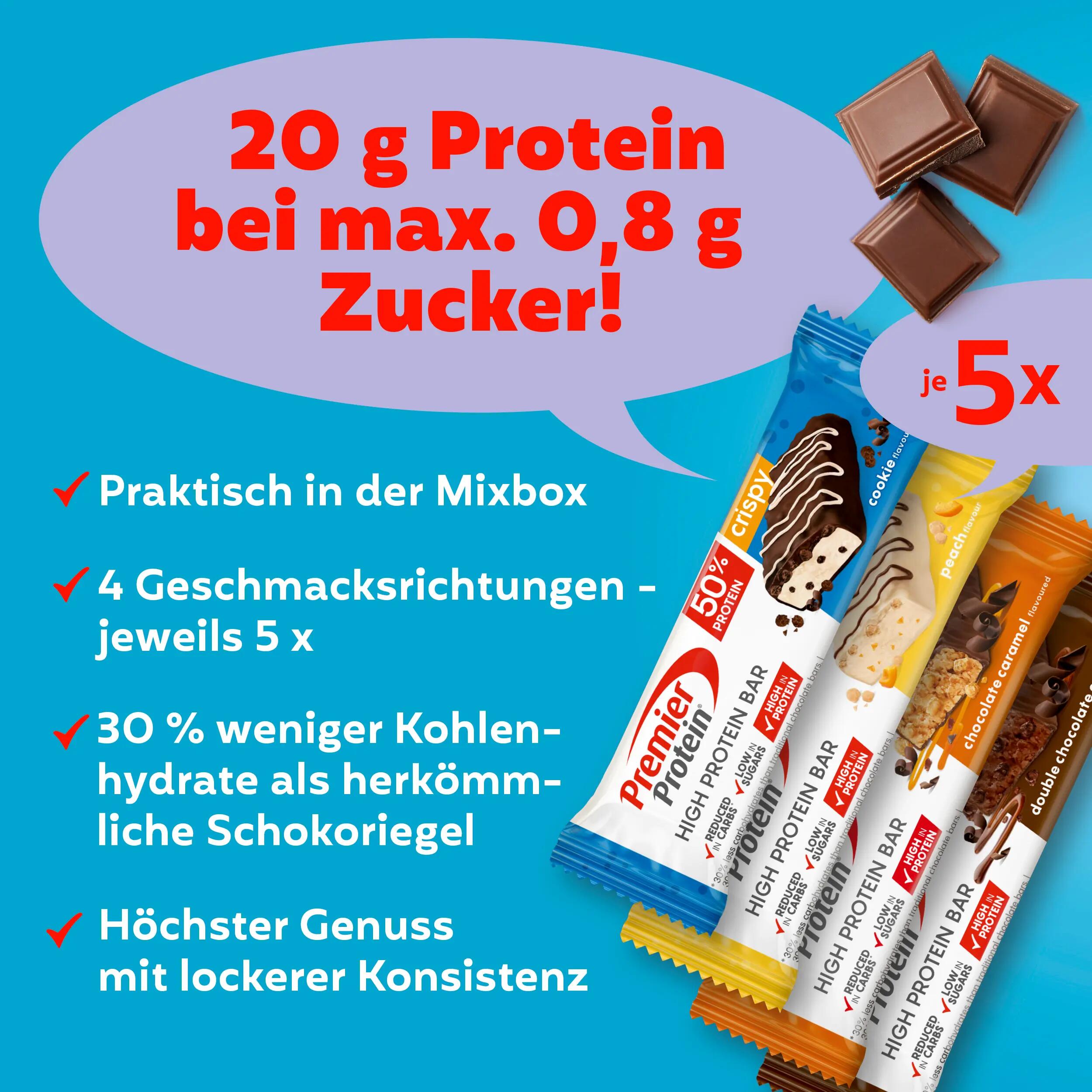 High Protein Bar 50% Multiflavourbox 20x40g Low Sugar 3/7