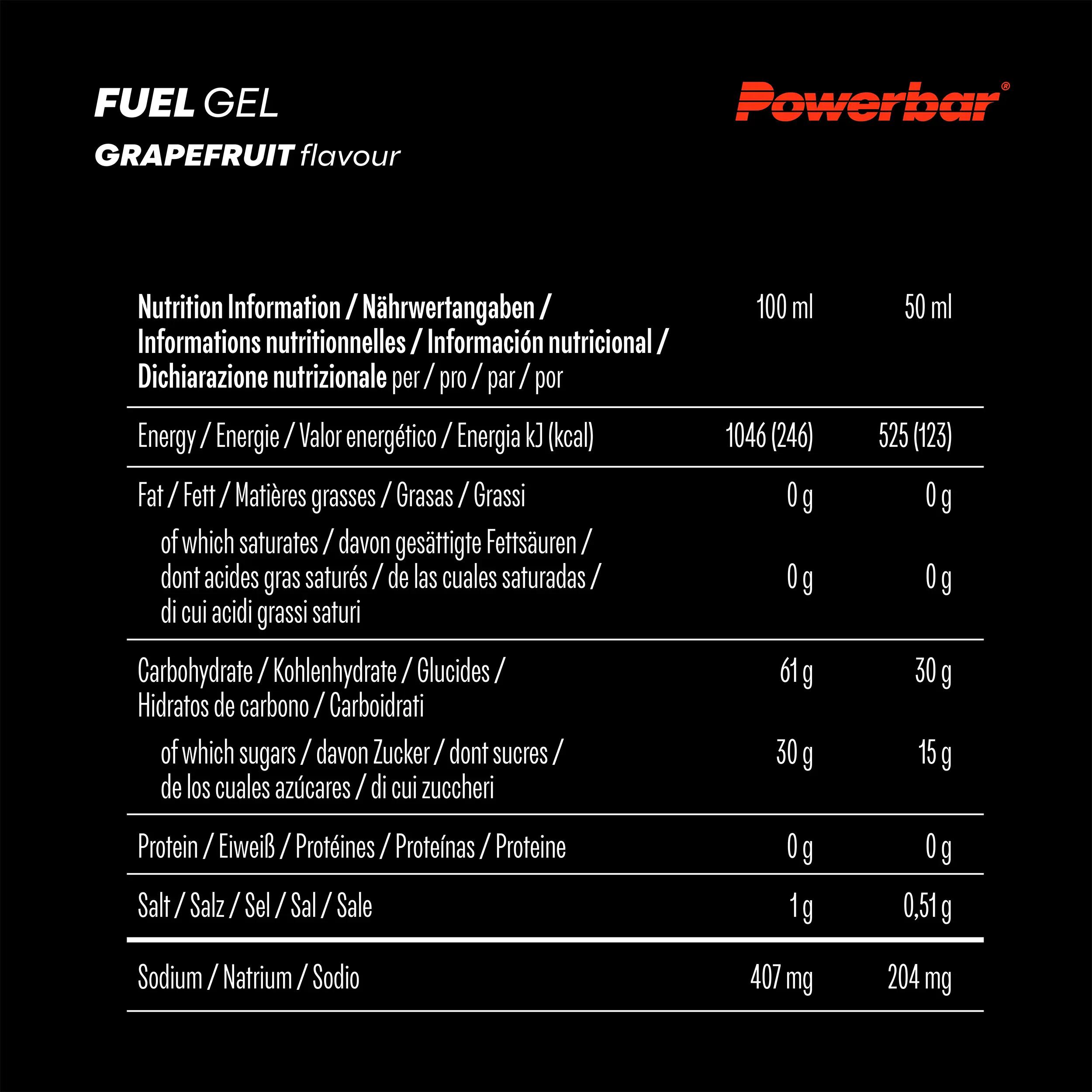 Kohlenhydratgel Fuel 30 Gel Black Line Grapefruit Kohlenhydrate 12x50ml 5/6