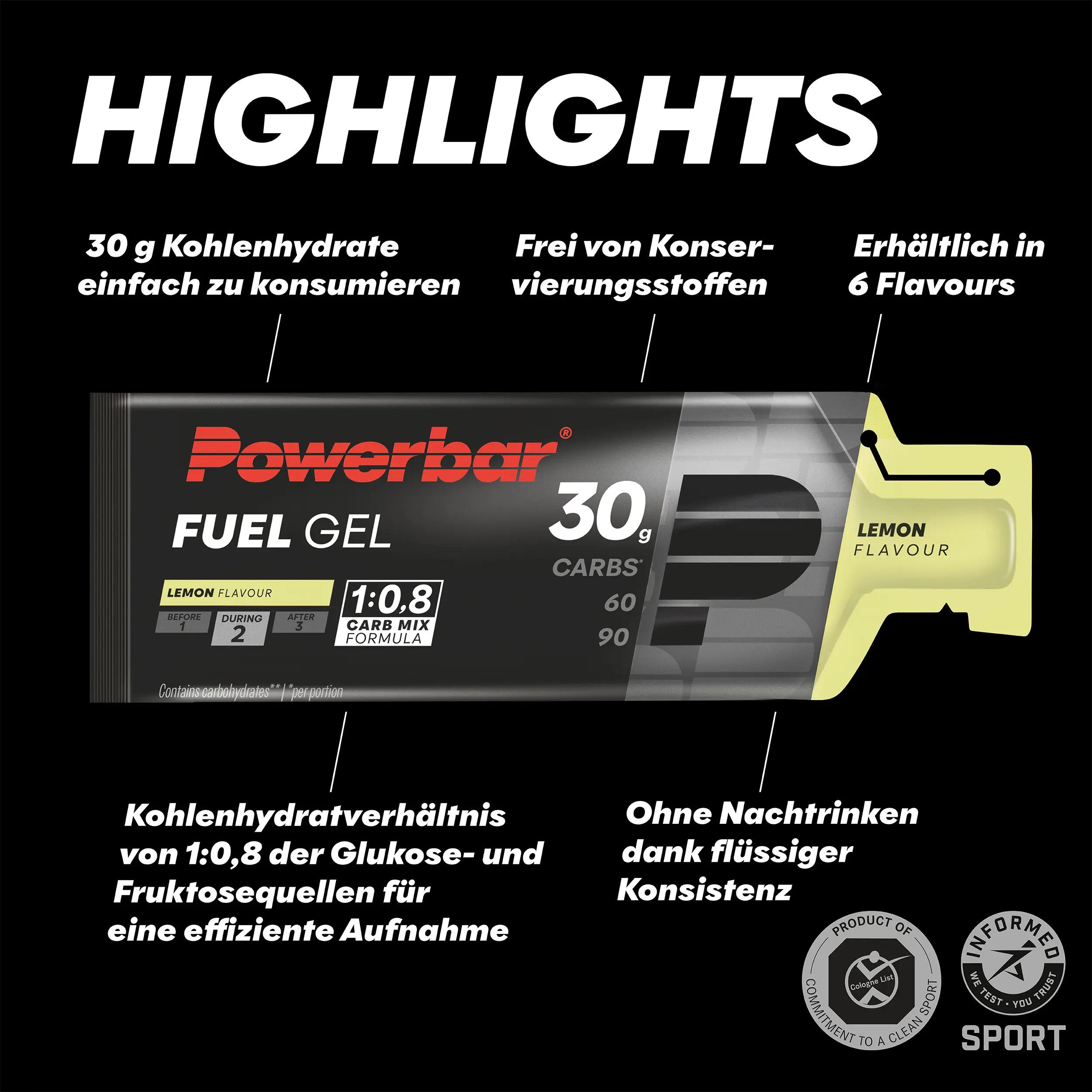 Kohlenhydratgel Fuel 30 Gel Black Line Lemon 30 g Kohlenhydrate 12x50ml 3/7