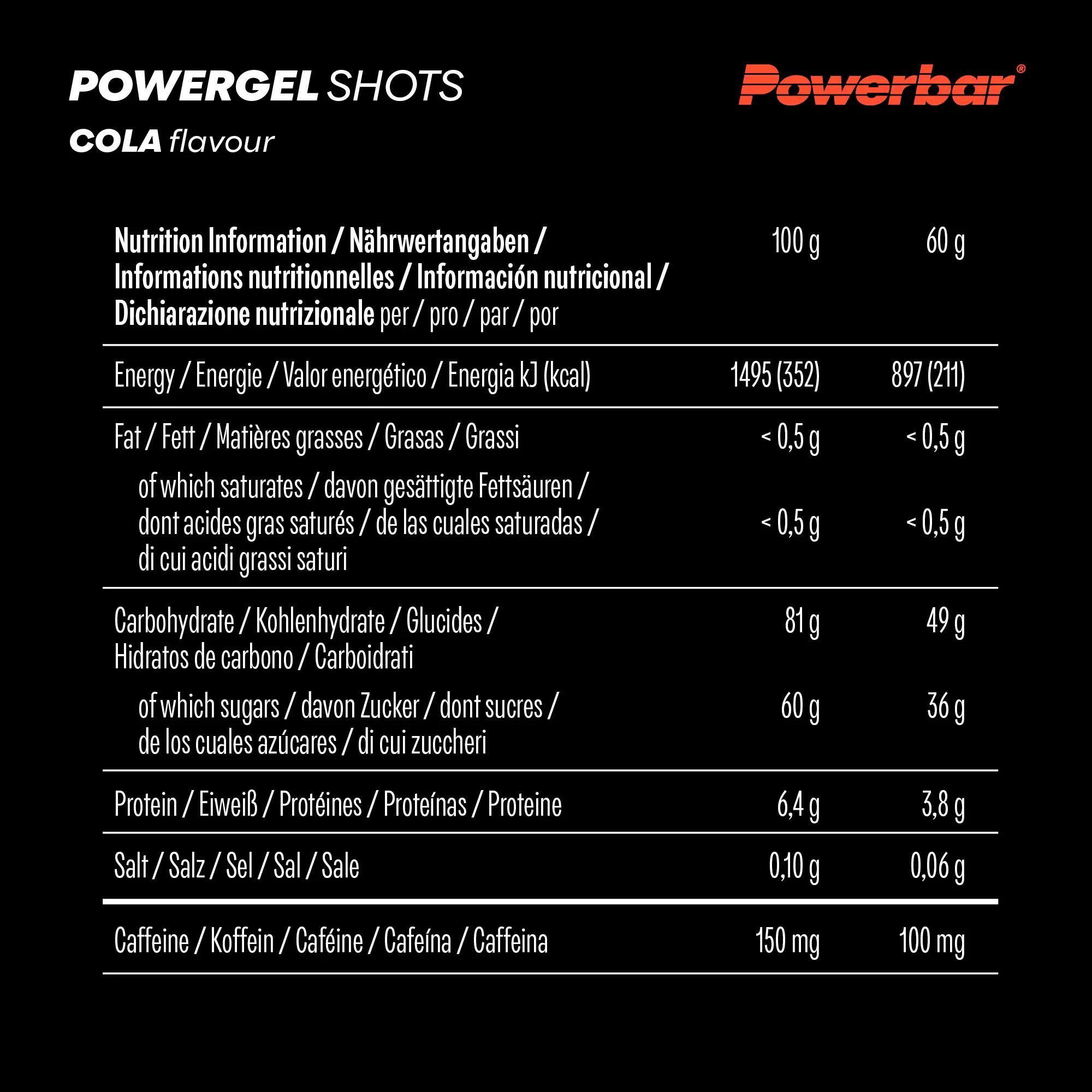 PowerGel Shots Cola High Carb Energie Gummis 75mg Koffein 24x60g 5/7