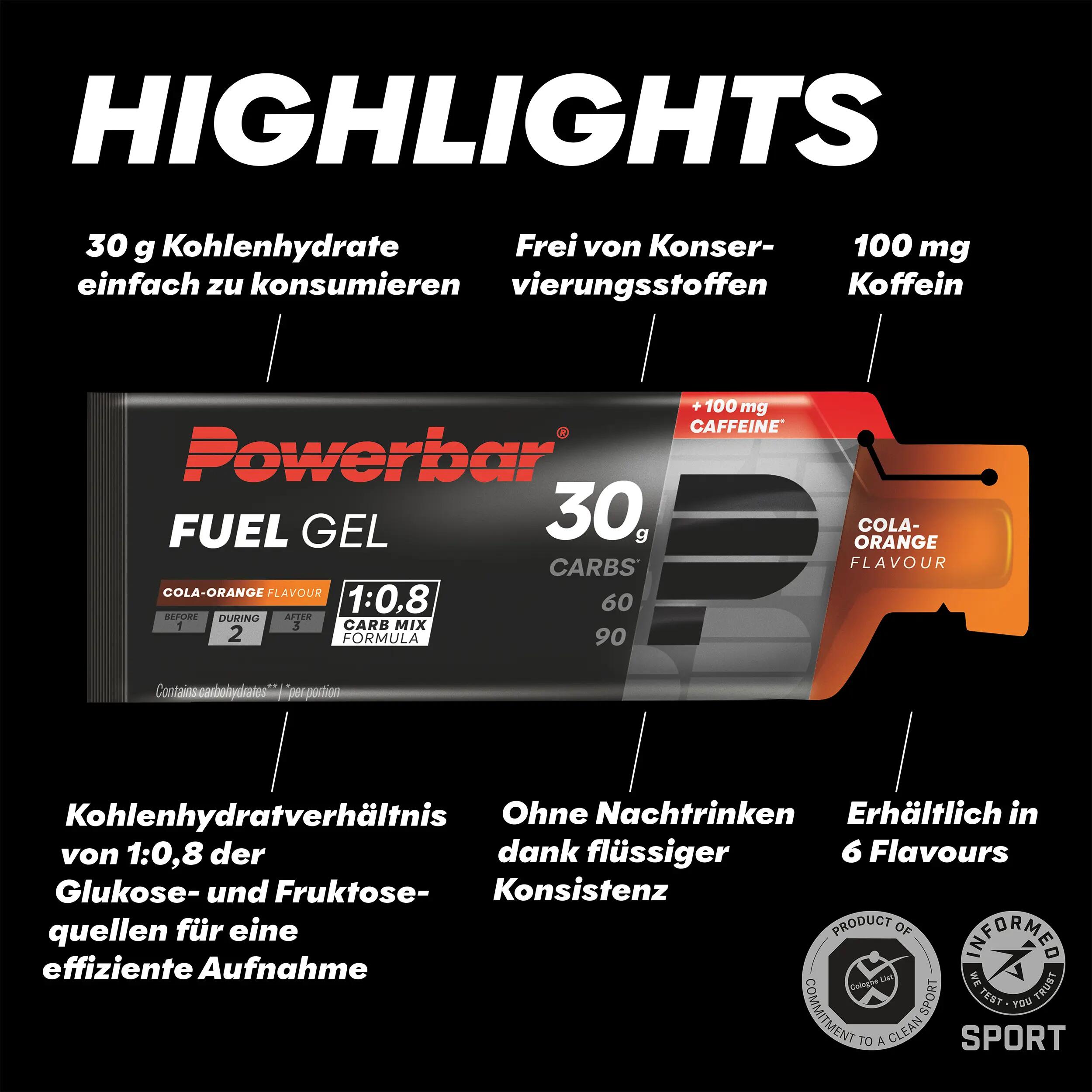 Kohlenhydratgel Fuel 30 Gel Black Line Cola-Orange Koffein 12 x 50 ml 3/6