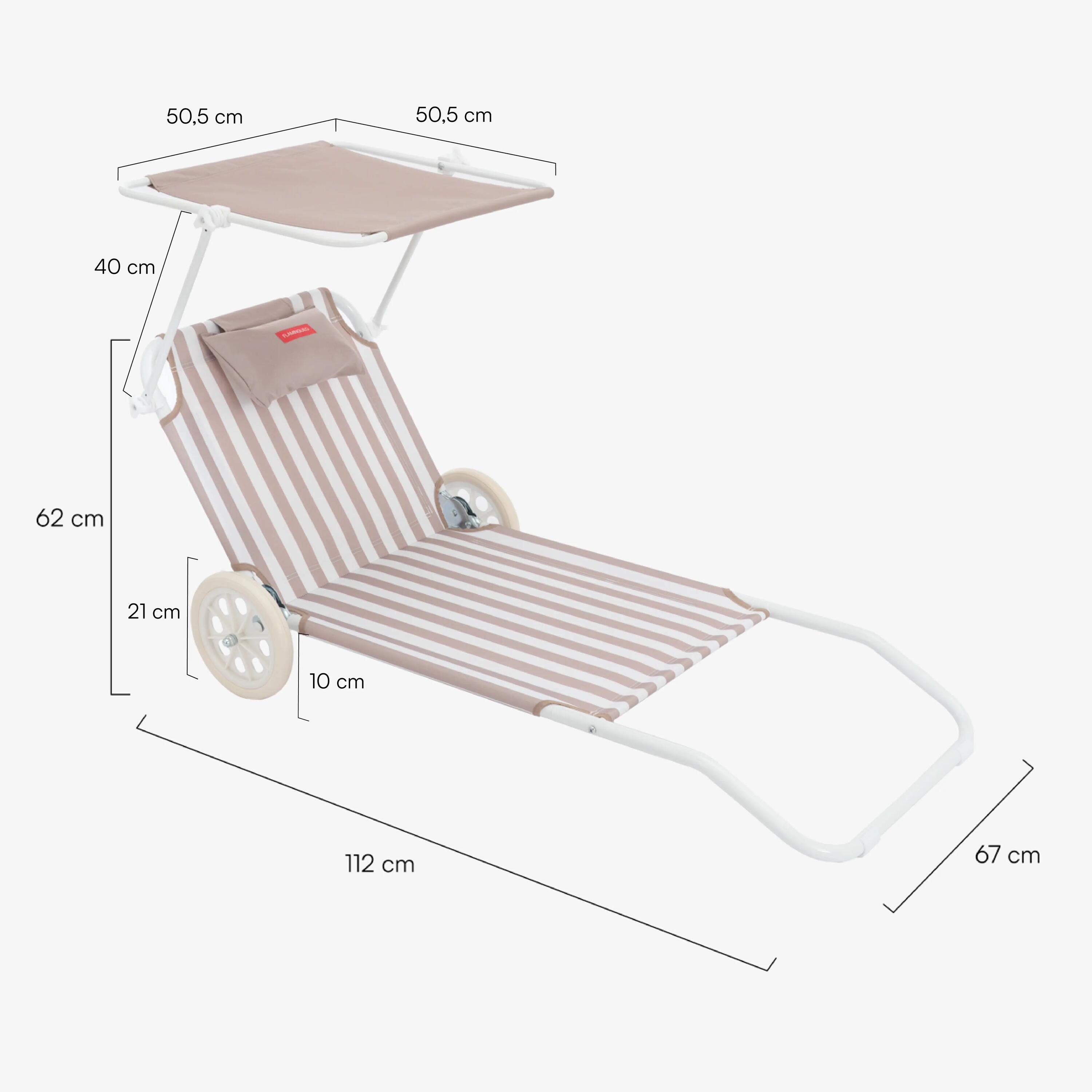 Flamingueo klappbare strandliege mit sonnendach polyester beige 8/8