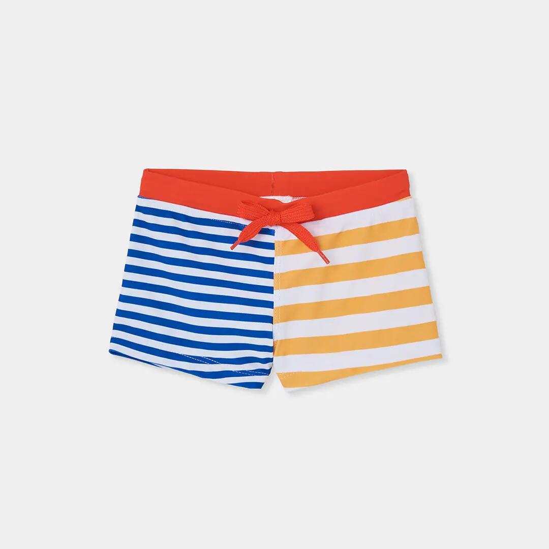 Bañador para niño de rayas con protección solar UPF50+ azul y naranja 1/4