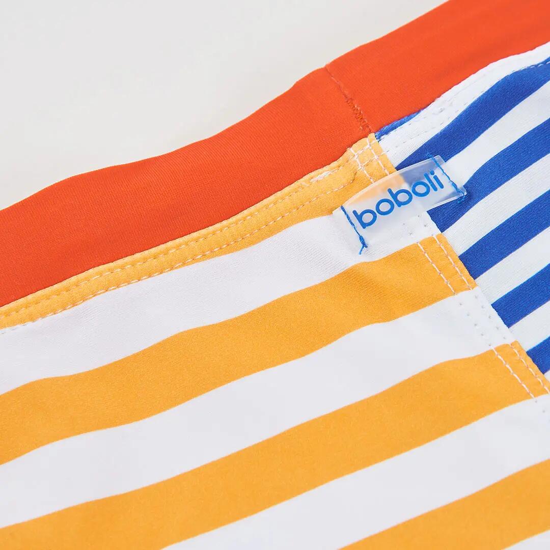 Bañador para niño de rayas con protección solar UPF50+ azul y naranja 4/4