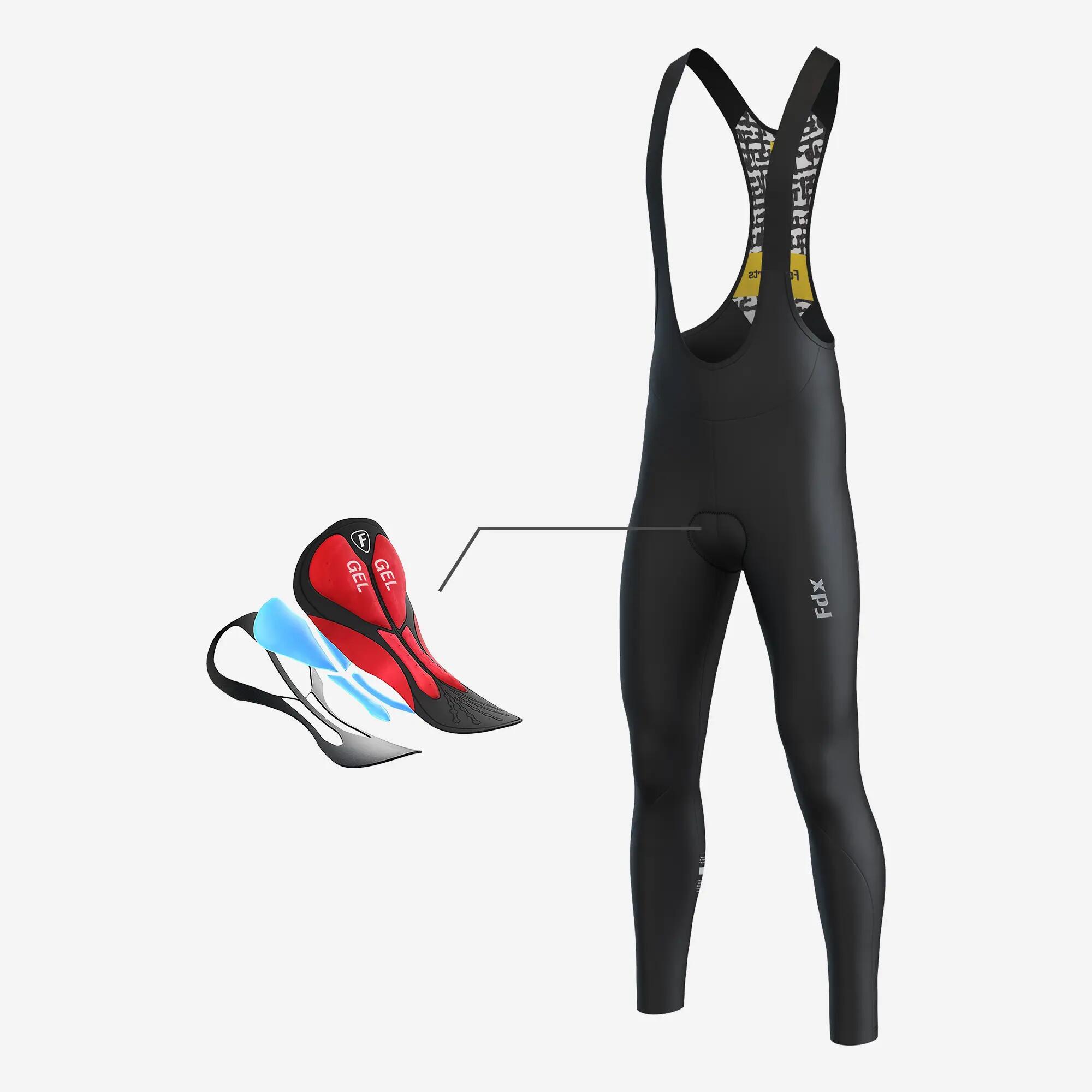 FDX Mens Limited Edition Cycling Bib Tights Thermal Roubaix Gel Padded Winter Bibs