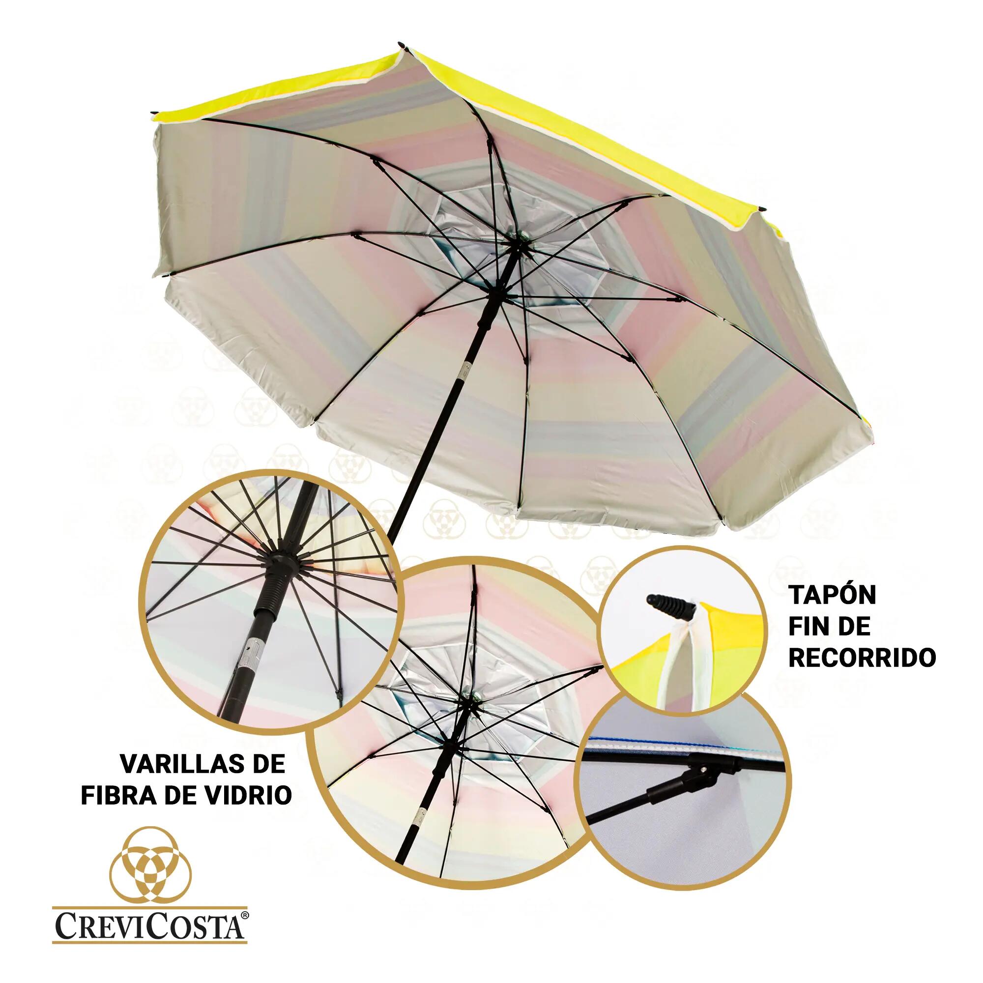 Sombrilla 200 cm NUEVO poste enroscador y colgador - CREVICOSTA Acoíris 5/6