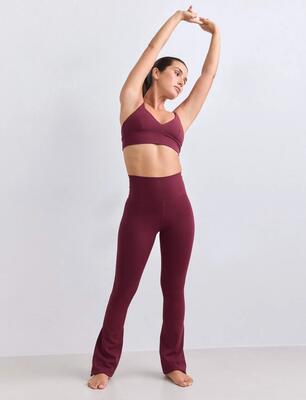 Dames legging uitlopend hoge taille lang grijs