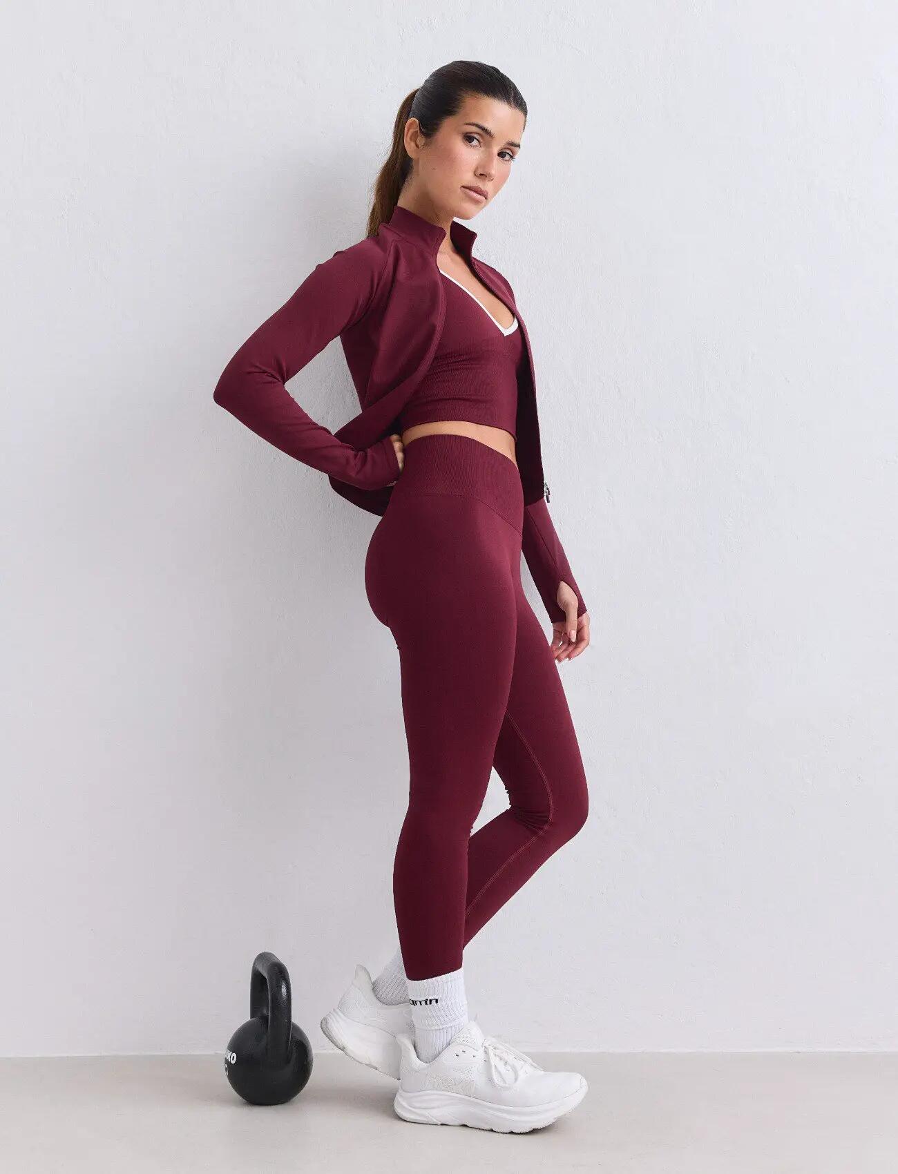 Mujer Mallas Cintura Alta Invisible Scrunch Squat Proof Shape Seamless Rojo 5/7