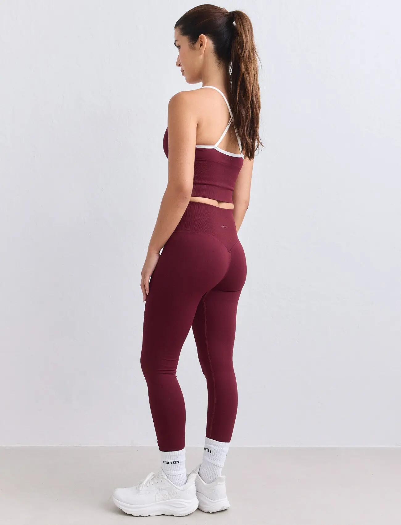 Mujer Mallas Cintura Alta Invisible Scrunch Squat Proof Shape Seamless Rojo 2/7