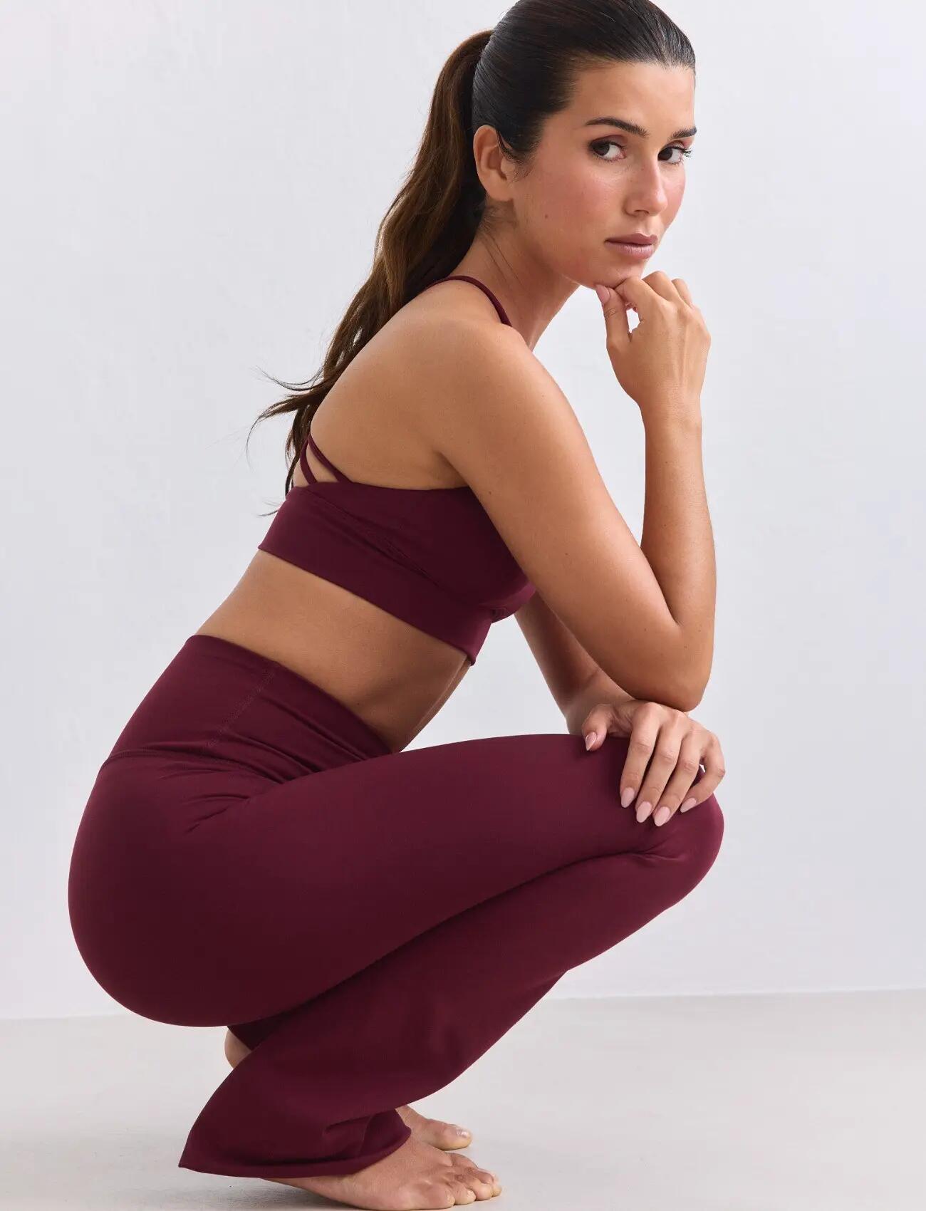 Femme Legging Évasé Taille Haute squat proof Sense Rouge Merlot 3/7