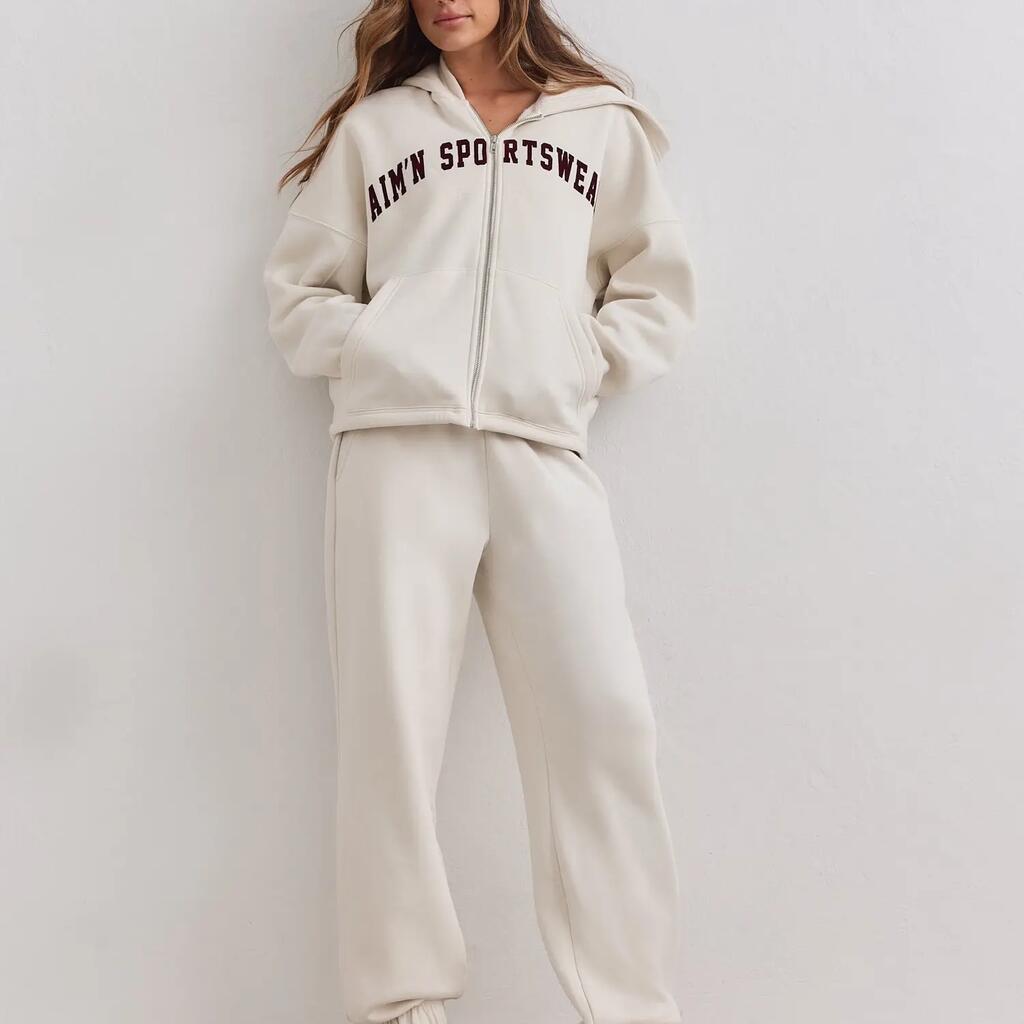 Women's Sweatpants Brushed Jersey Mid-Waist Classic Cream