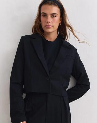 Dames blazer kort luxe chocolade