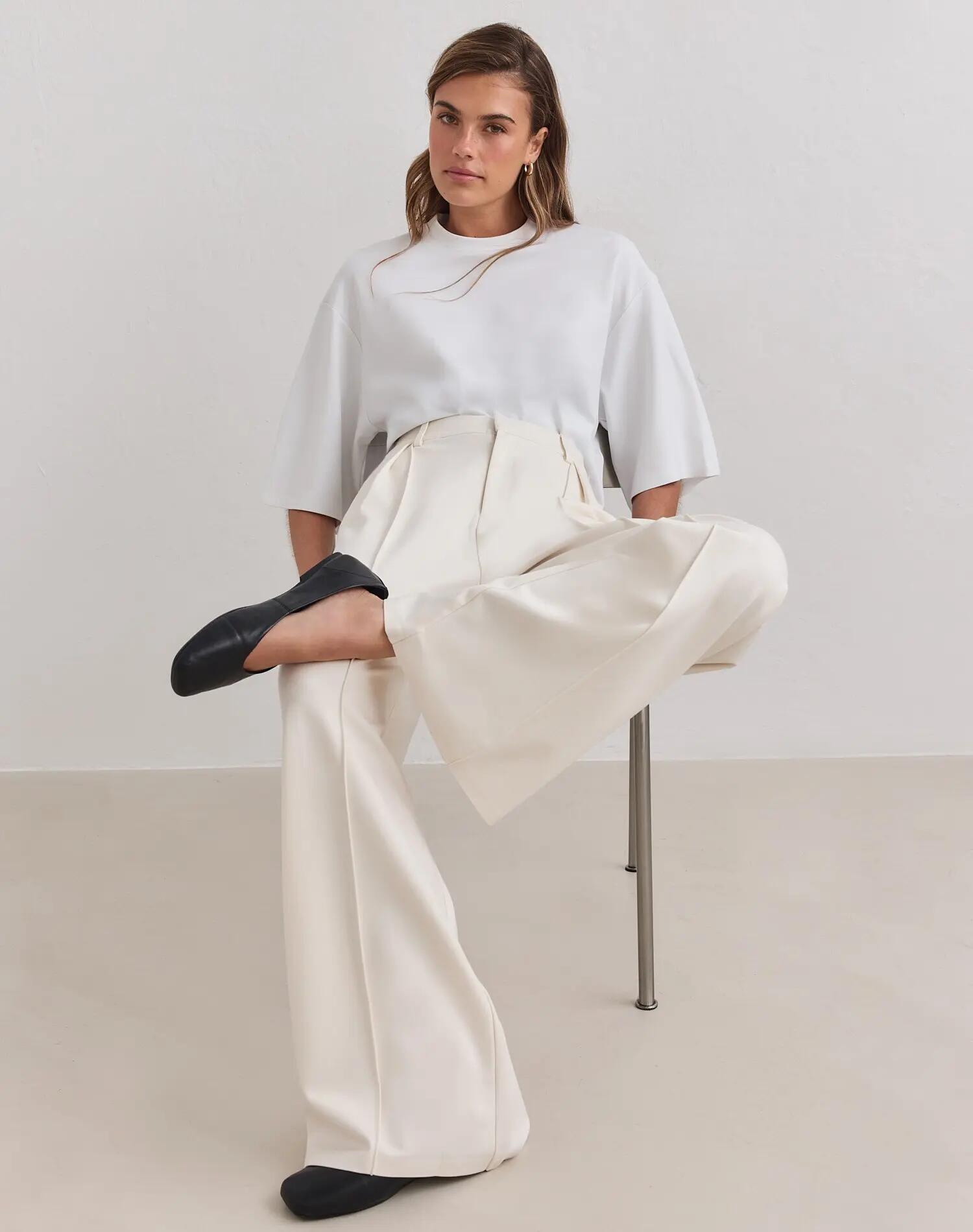 Donna Pantaloni Sartoriali Rilassati Luxe Crema 5/5