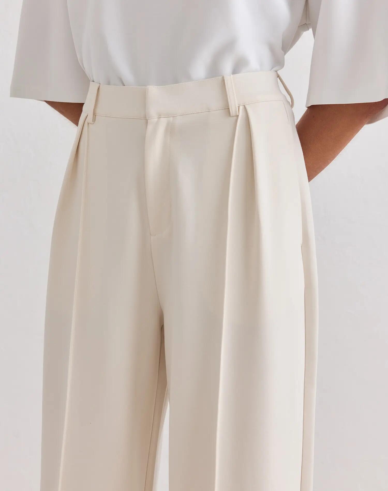 Donna Pantaloni Sartoriali Rilassati Luxe Crema 4/5