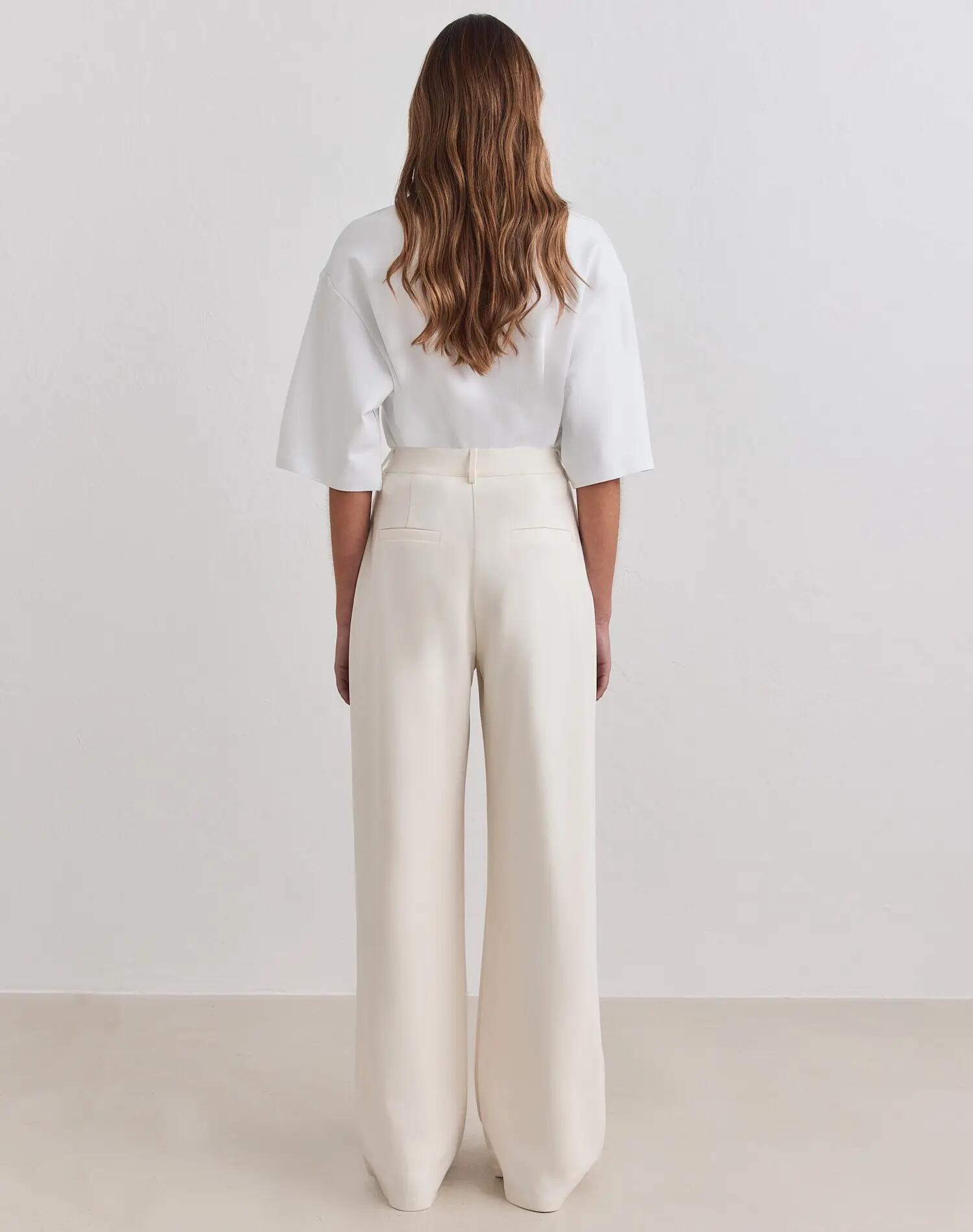 Donna Pantaloni Sartoriali Rilassati Luxe Crema 3/5